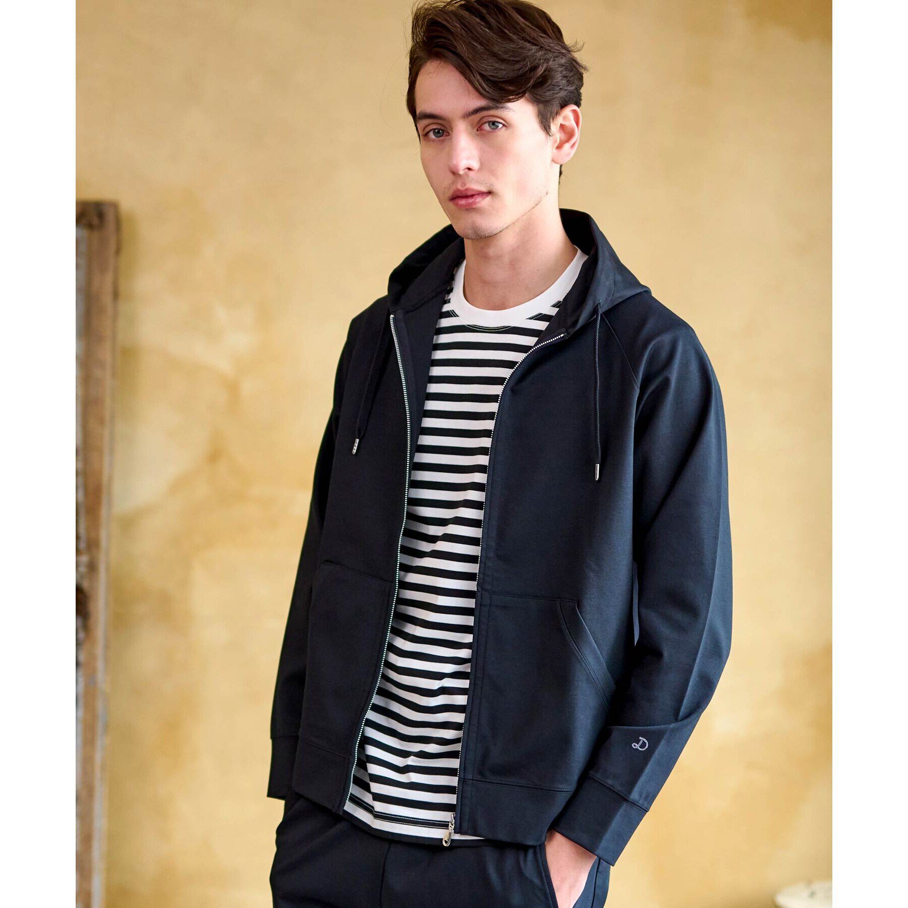 DRESSTERIOR「【接触冷感／セットアップ可】ドライタッチ ハイカウントジップアップパーカ」|パーカー|ブラック(019)