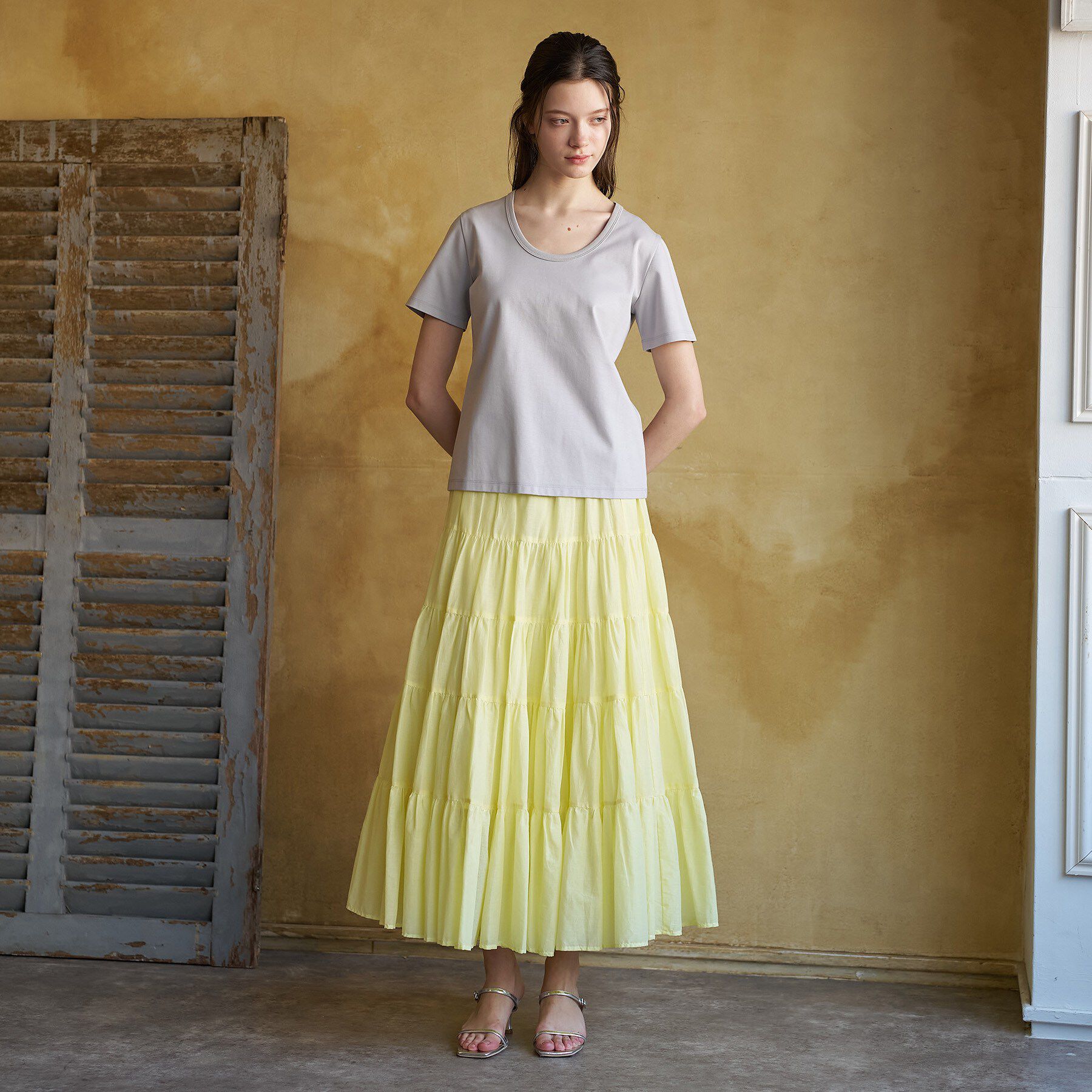 DRESSTERIOR「【接触冷感/抗菌防臭/UVカット】COOL DEODORANT JERSEY UネックTシャツ」|Tシャツ・カットソー|