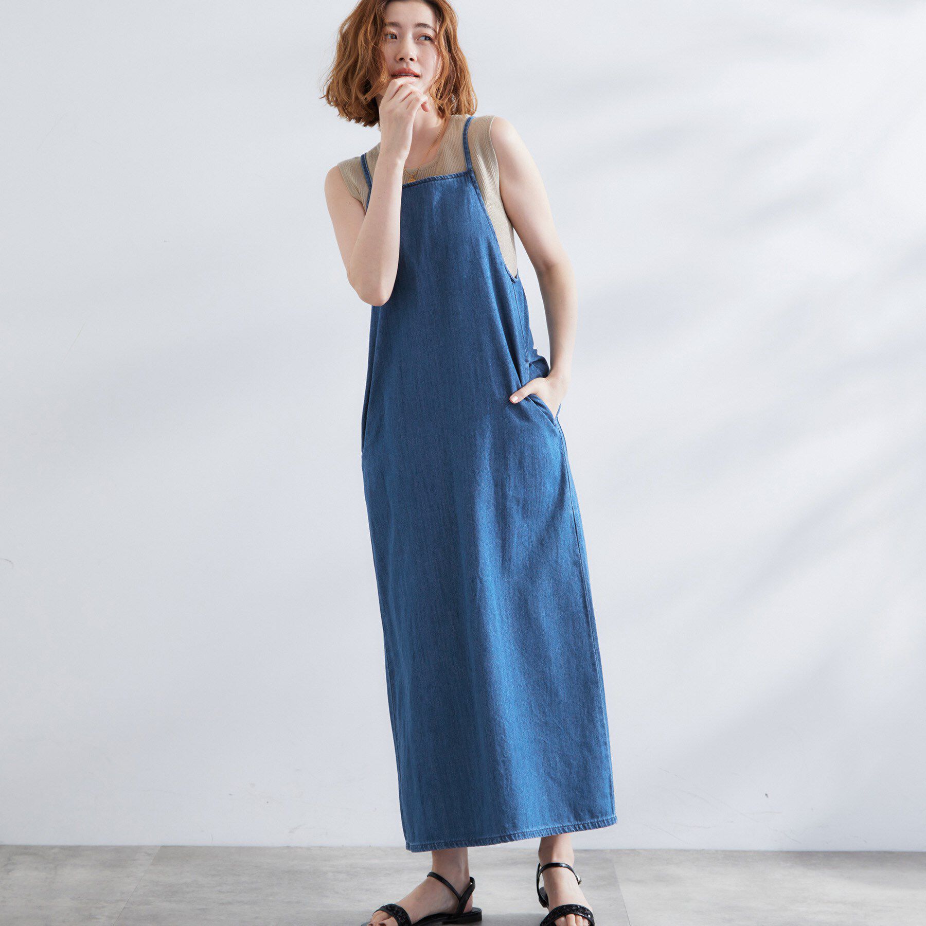 grove「【Lee】DENIM CAMISOLE DRESS」|ワンピース|ブルー(093)