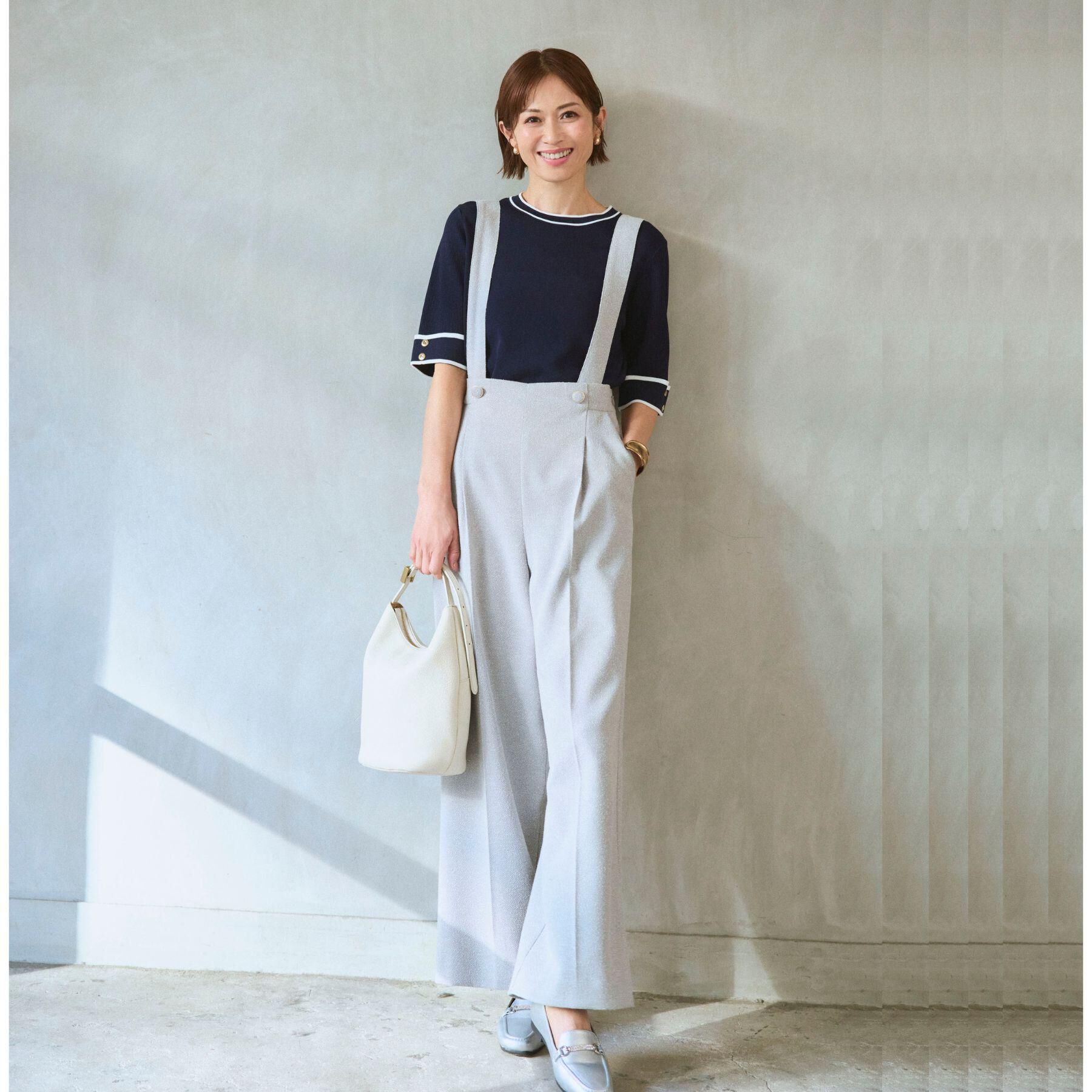 grove「【貴島明日香さん着用】やわらかドライタッチ 袖メッシュ編みニット」|ニット・セーター|