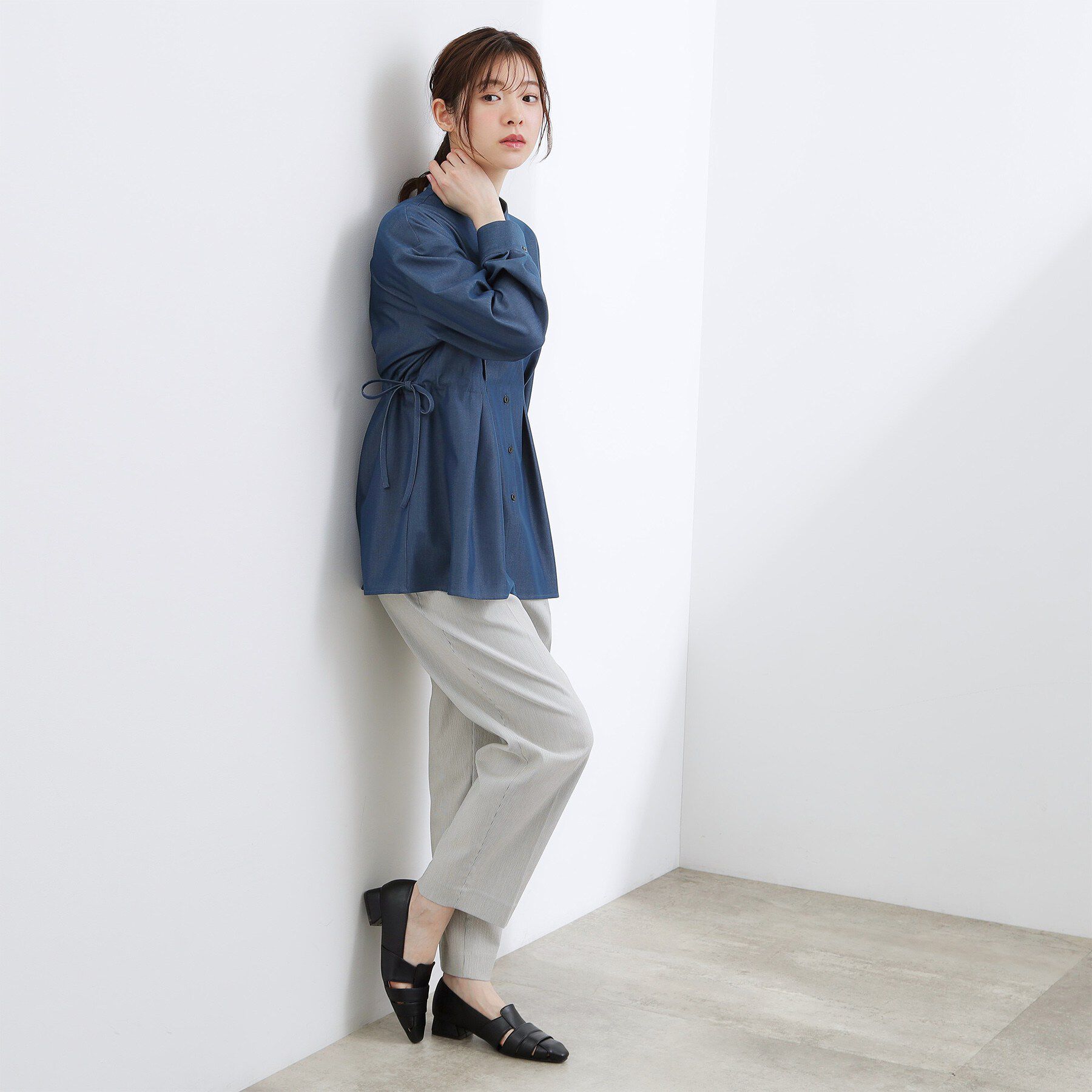 grove「【体型カバー】ウエストタック スタンドネックシャツ」|シャツ・ブラウス|