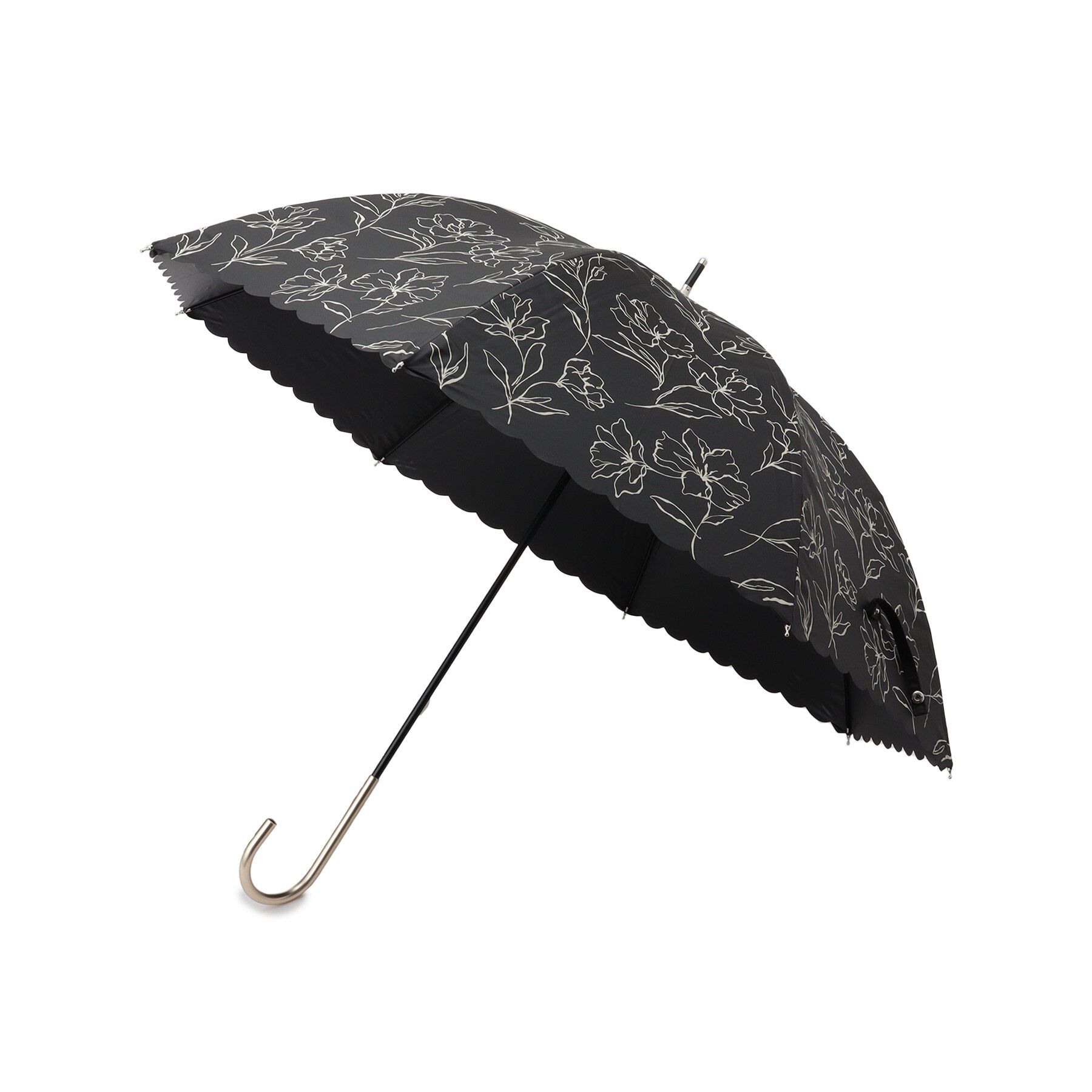 grove「PUラインフラワー【晴雨兼用・長傘】」|傘|ブラック(019)