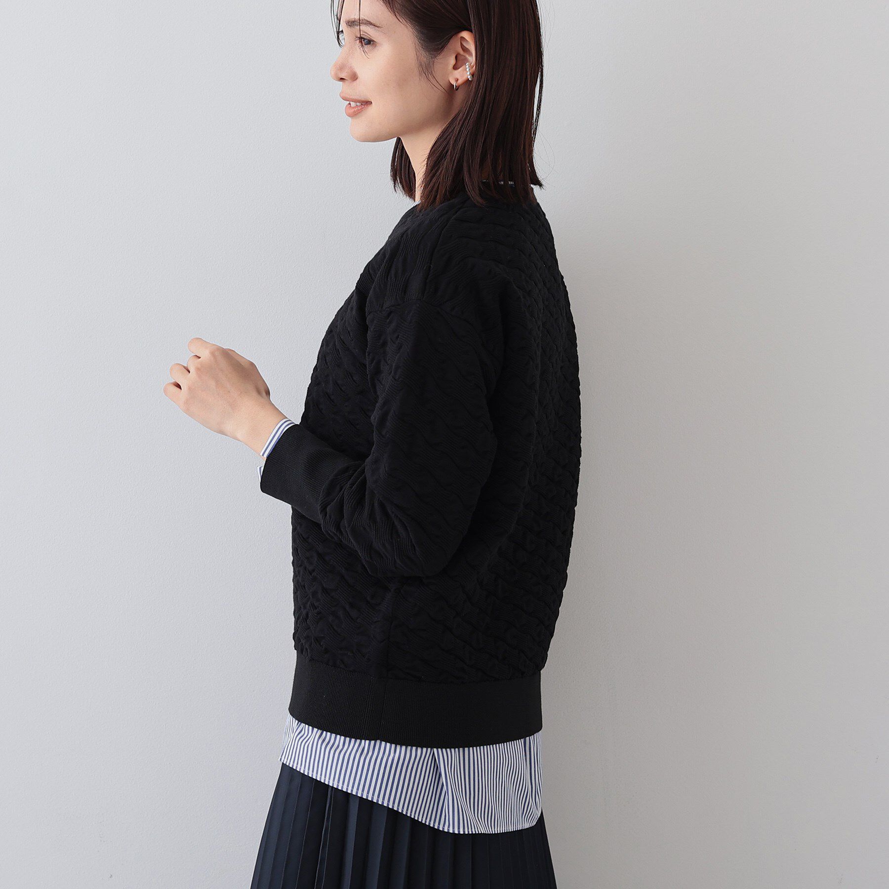 INDIVI「【洗える／コットン混】ふくれジャカードニット」|ニット・セーター|