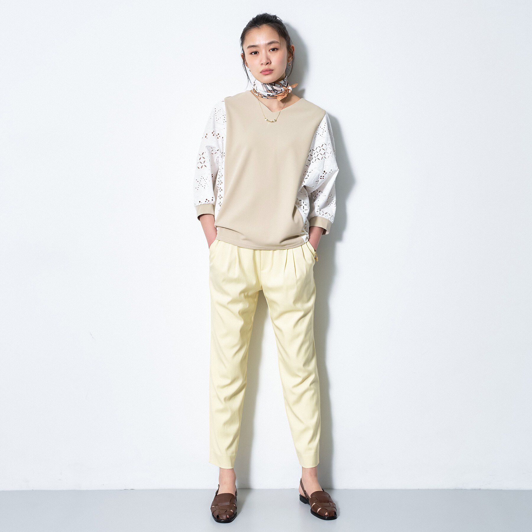 INDIVI「【洗える／体型カバー】レースコンビトップス」|Tシャツ・カットソー|