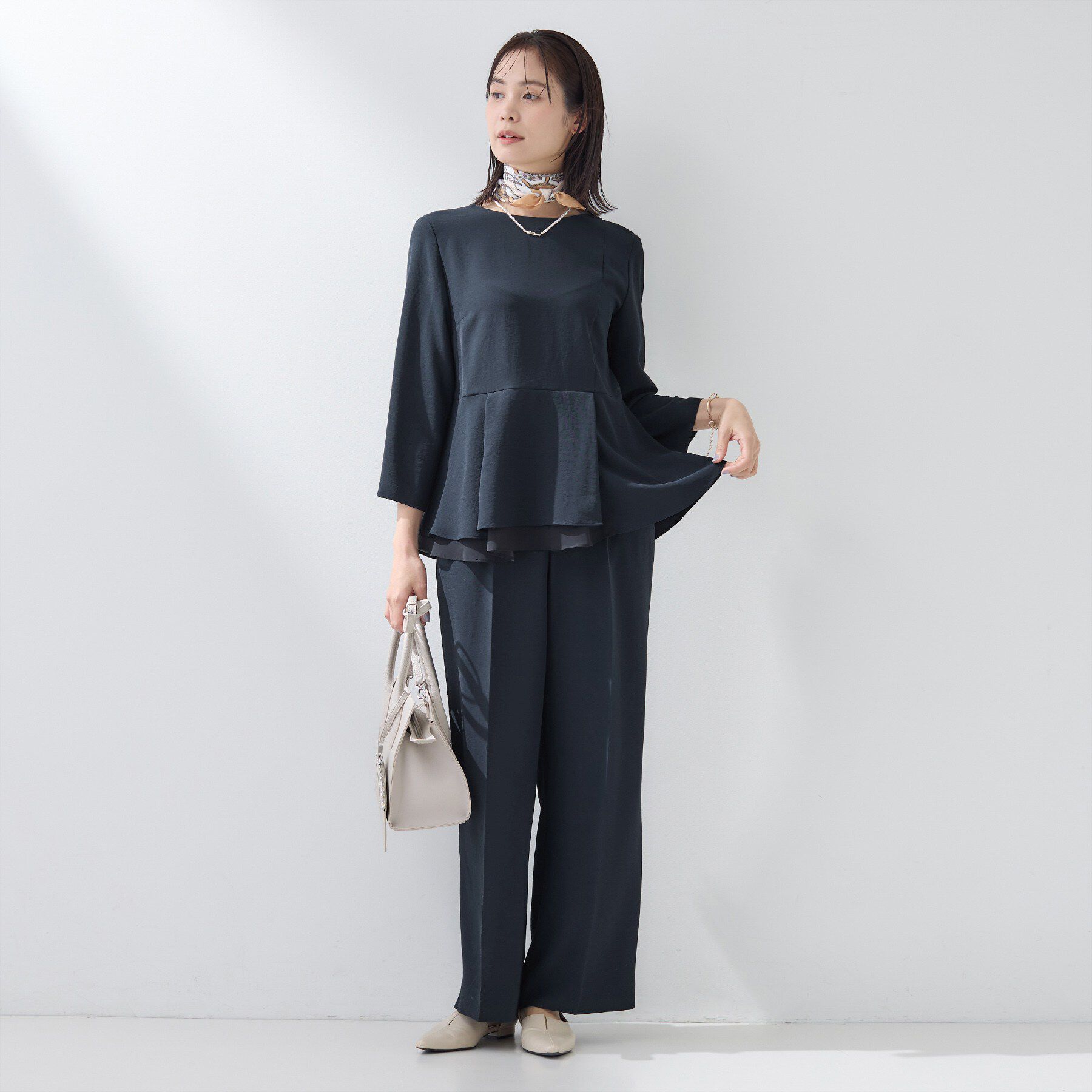 INDIVI「【洗える／UVケア／SETUP可】着る日傘ペプラムブラウス」|シャツ・ブラウス|