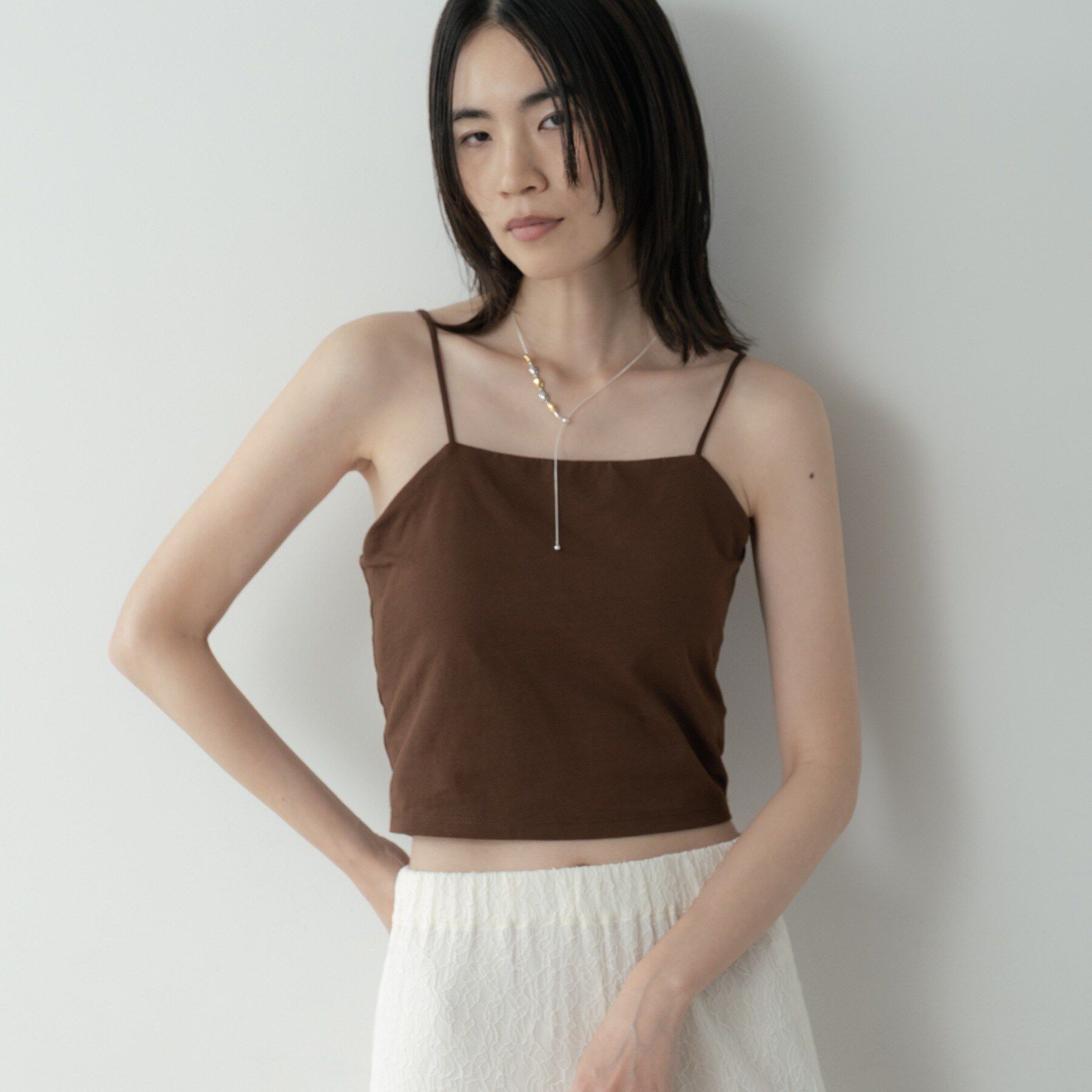 GALLEST「カップ付きクロップドキャミ」|キャミソール|ブラウン(043)