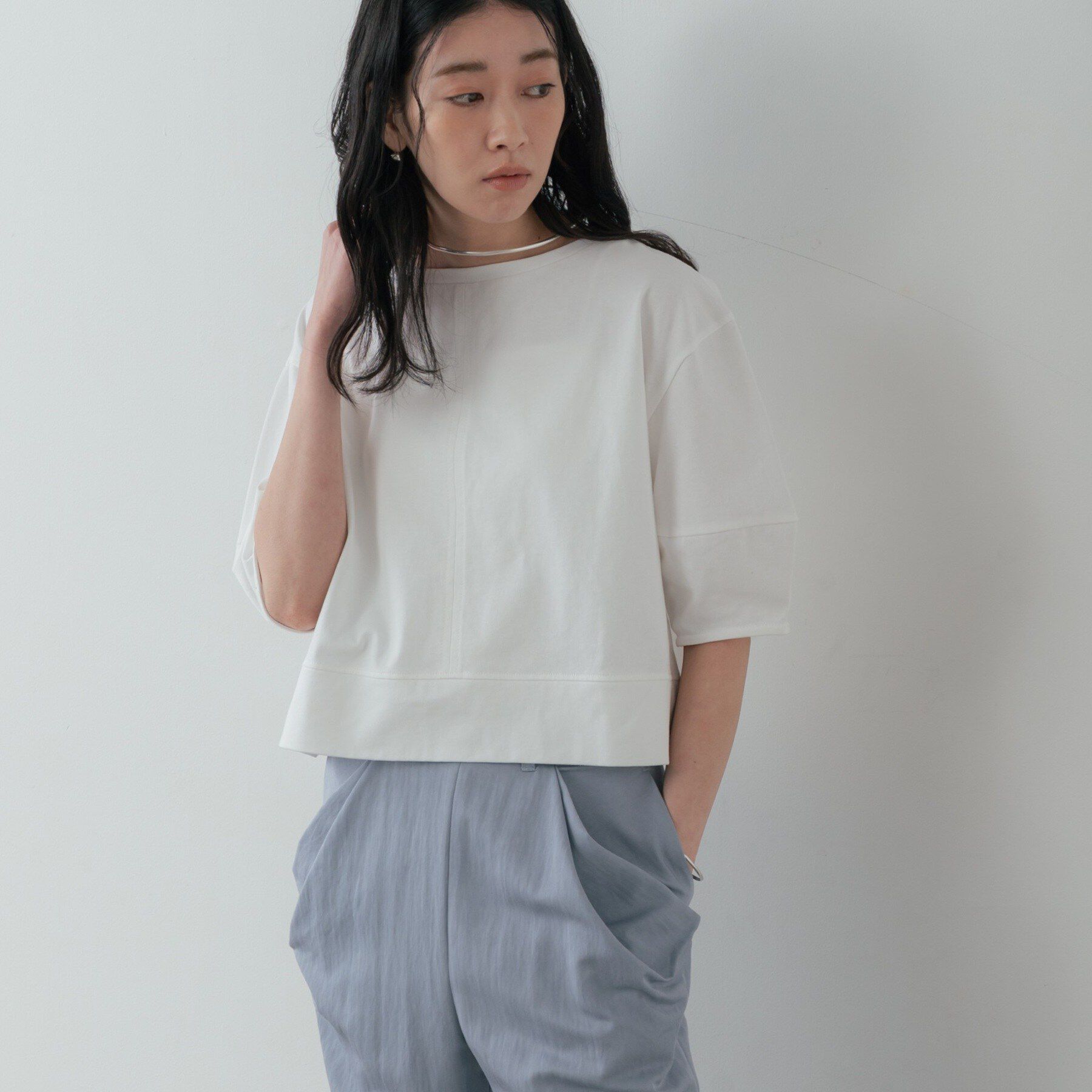 GALLEST「【マシンウォッシュ/接触冷感】ハーフスリーブフォルムカットソー」|Tシャツ・カットソー|