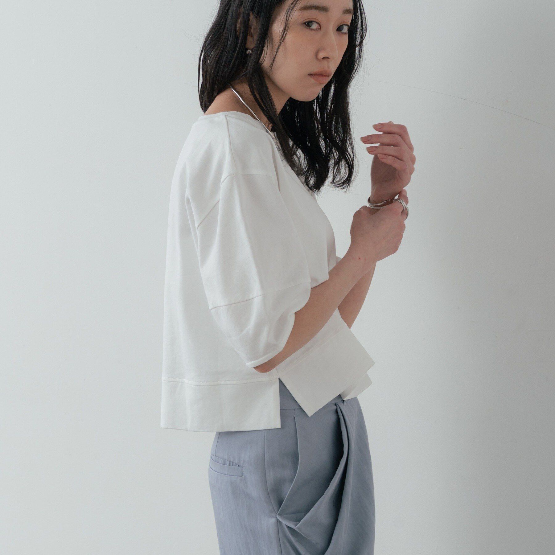 GALLEST「【マシンウォッシュ/接触冷感】ハーフスリーブフォルムカットソー」|Tシャツ・カットソー|