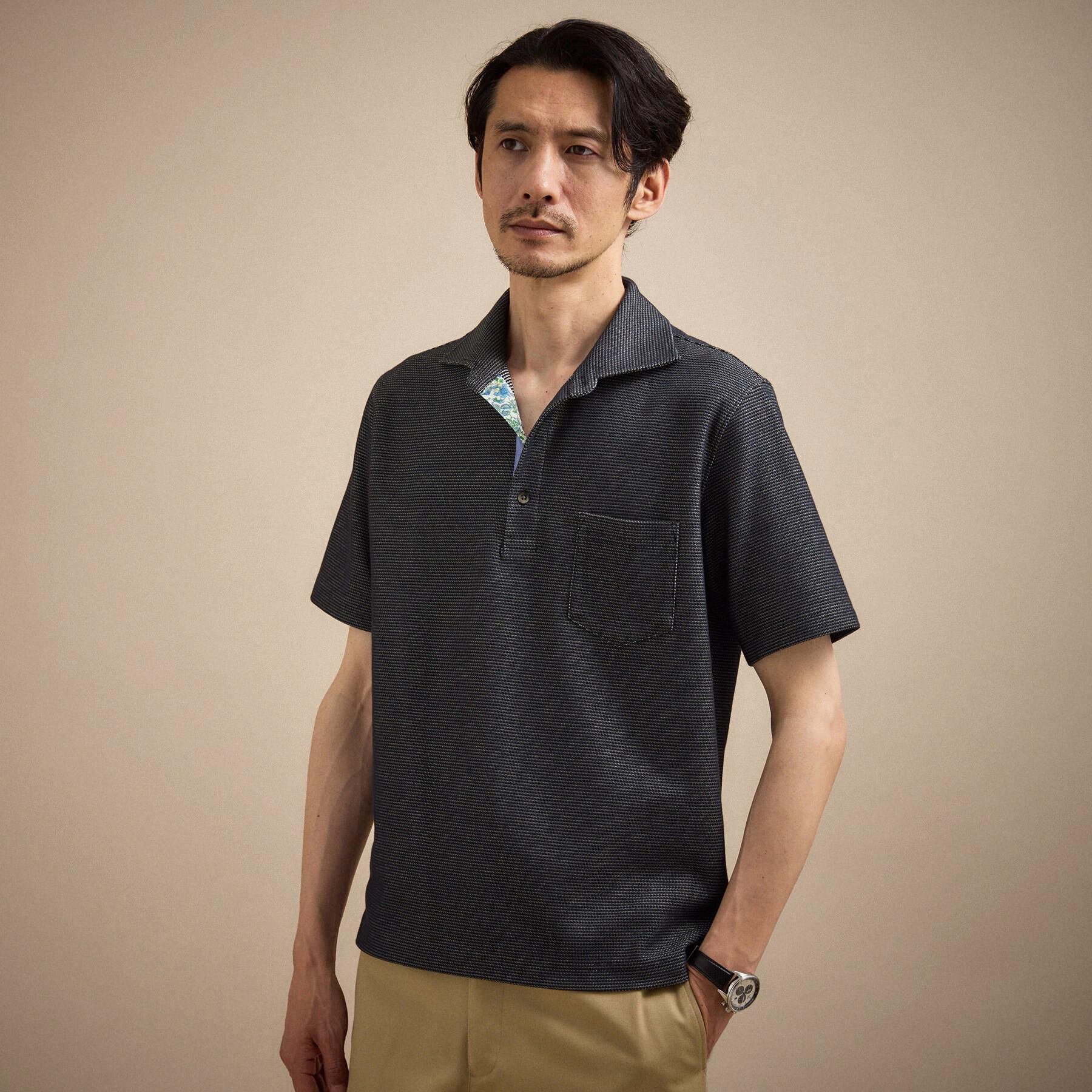 TAKEO KIKUCHI「【抗菌防臭】ハニカムメランジ ポロシャツ」|ポロシャツ|ブルー(093)