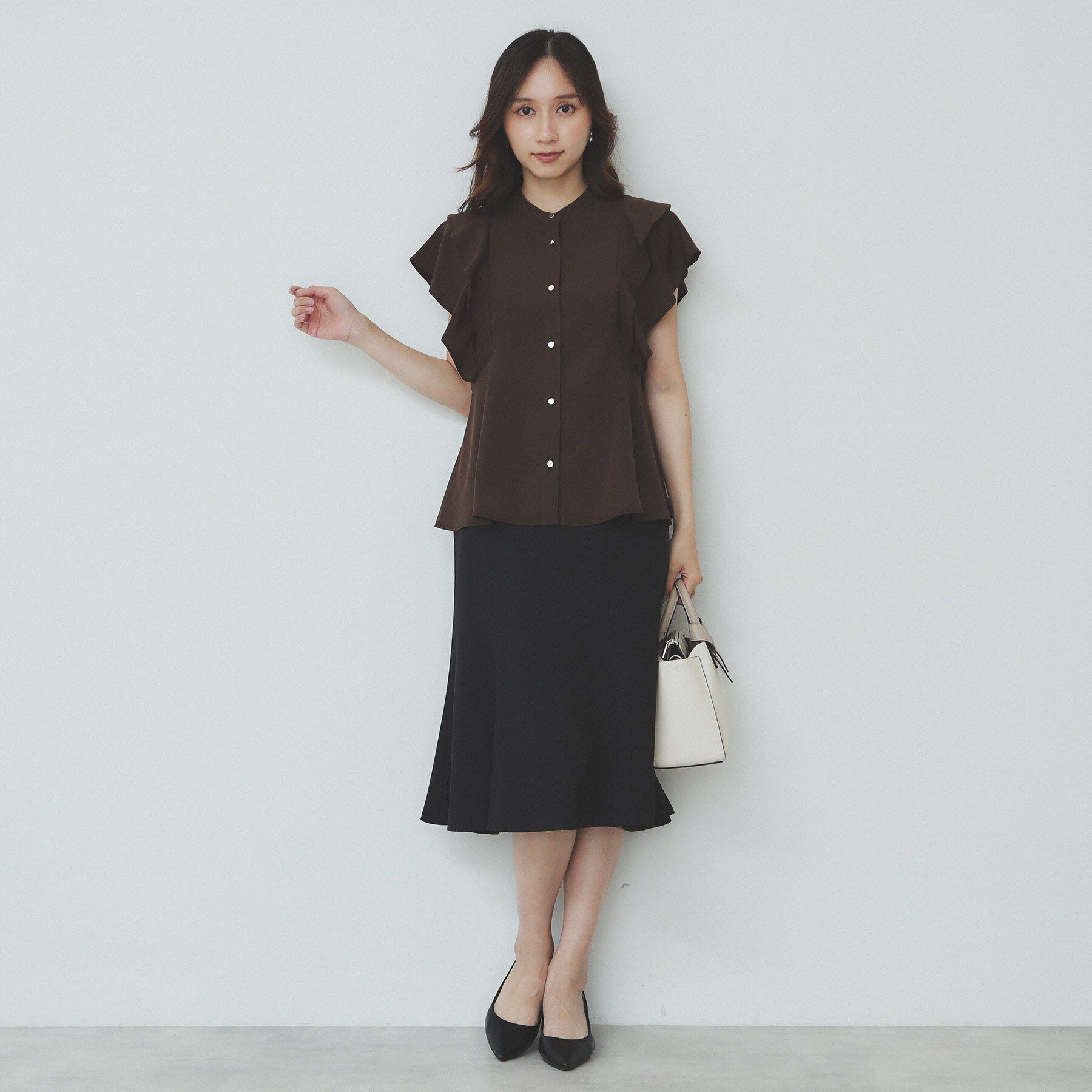 index「ダブルフリルバンドカラーブラウス【洗濯機洗い可/イージーアイロン/防シワ】」|シャツ・ブラウス|