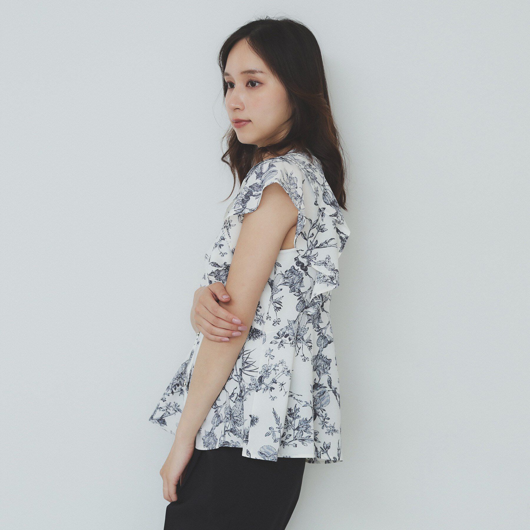 index「ダブルフリルバンドカラーブラウス【洗濯機洗い可/イージーアイロン/防シワ】」|シャツ・ブラウス|