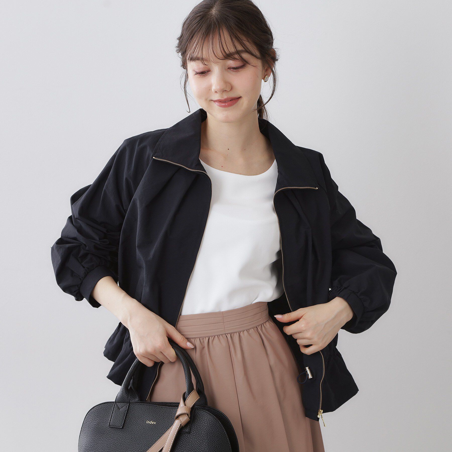 index「スタンドカラーペプラムブルゾン【洗濯機OK】」|ブルゾン・スタジャン|ネイビー(094)