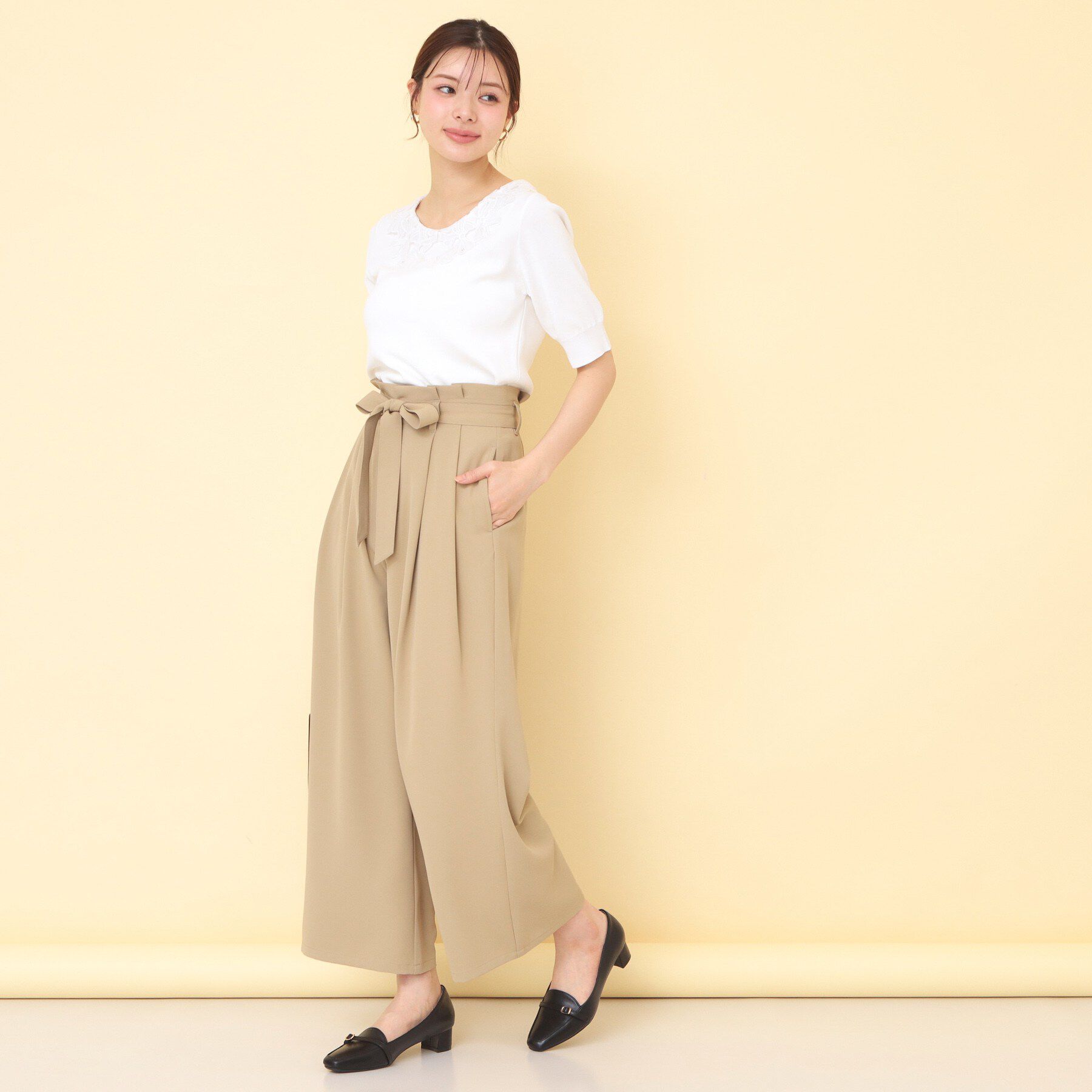 index「リボンレース衿リブニット【洗濯機OK／接触冷感】」|ニット・セーター|