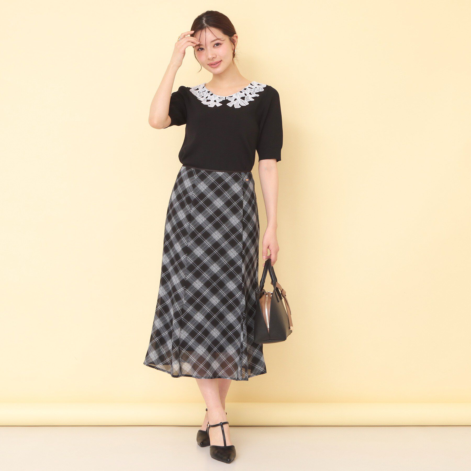 index「リボンレース衿リブニット【洗濯機OK／接触冷感】」|ニット・セーター|