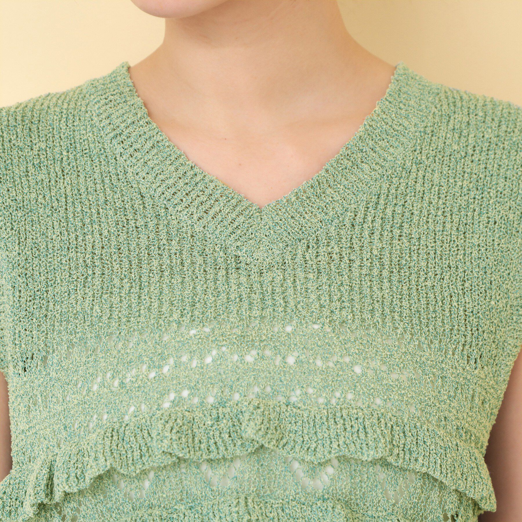 index「透かし編みミニペプラムノースリーブニット【洗濯機OK】」|ニット・セーター|