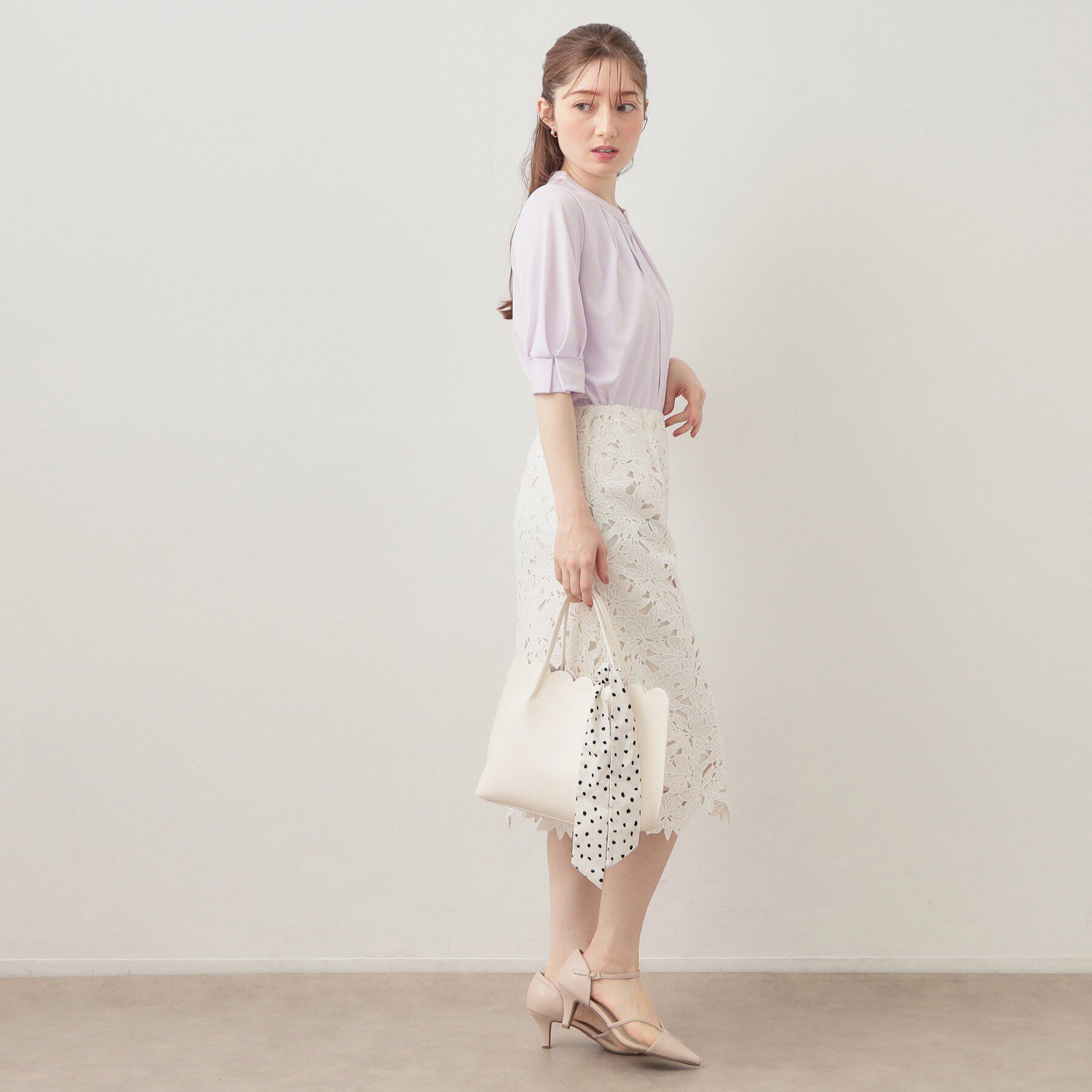 index「アセテートライクバンドカラートップス【洗濯機OK／吸水速乾／接触冷感／UVケア】」|Tシャツ・カットソー|