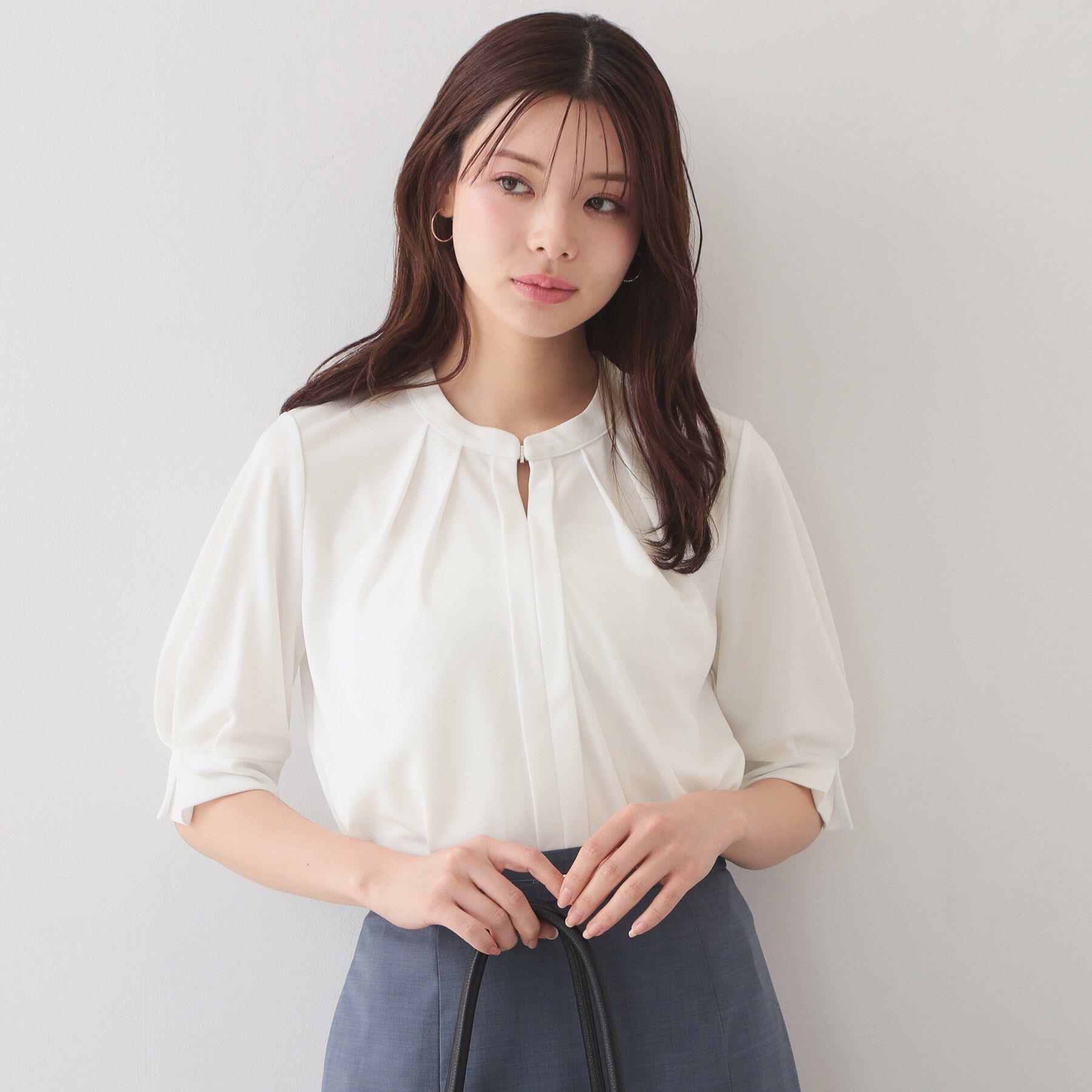 index「アセテートライクバンドカラートップス【洗濯機OK／吸水速乾／接触冷感／UVケア】」|Tシャツ・カットソー|