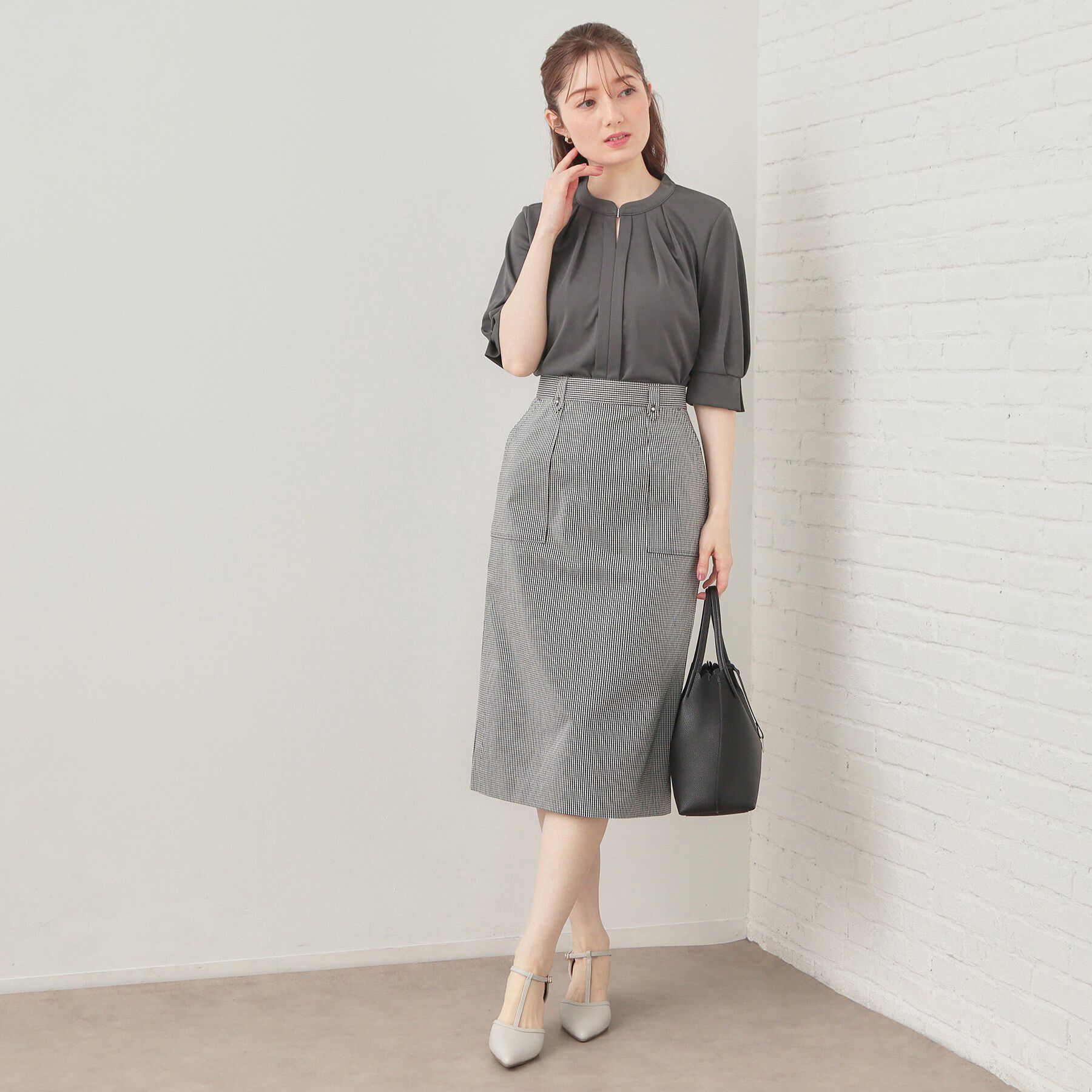 index「アセテートライクバンドカラートップス【洗濯機OK／吸水速乾／接触冷感／UVケア】」|Tシャツ・カットソー|