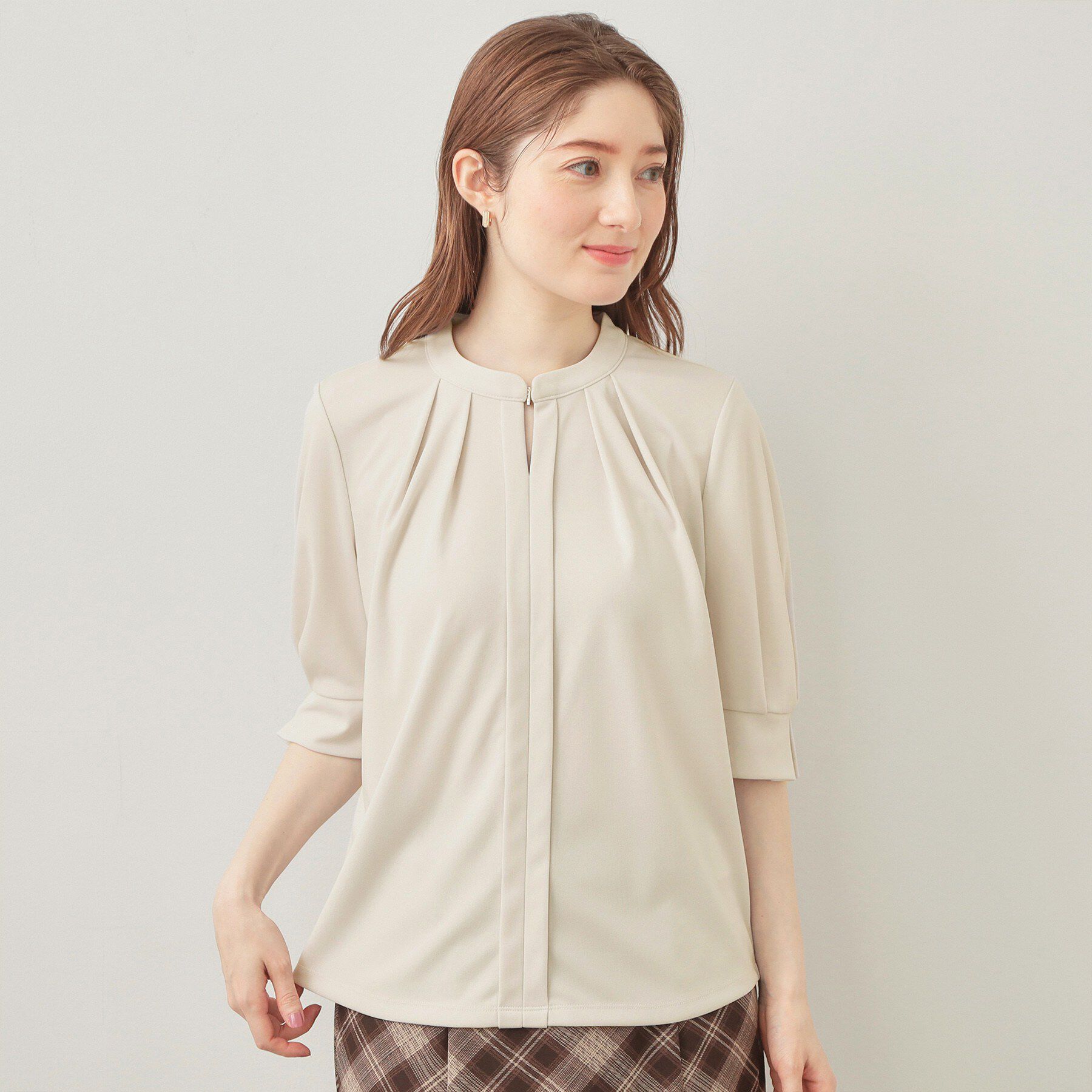 index「アセテートライクバンドカラートップス【洗濯機OK／吸水速乾／接触冷感／UVケア】」|Tシャツ・カットソー|