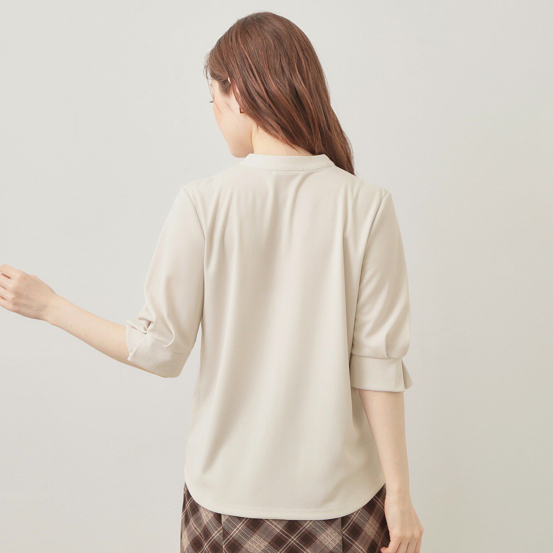 index「アセテートライクバンドカラートップス【洗濯機OK／吸水速乾／接触冷感／UVケア】」|Tシャツ・カットソー|