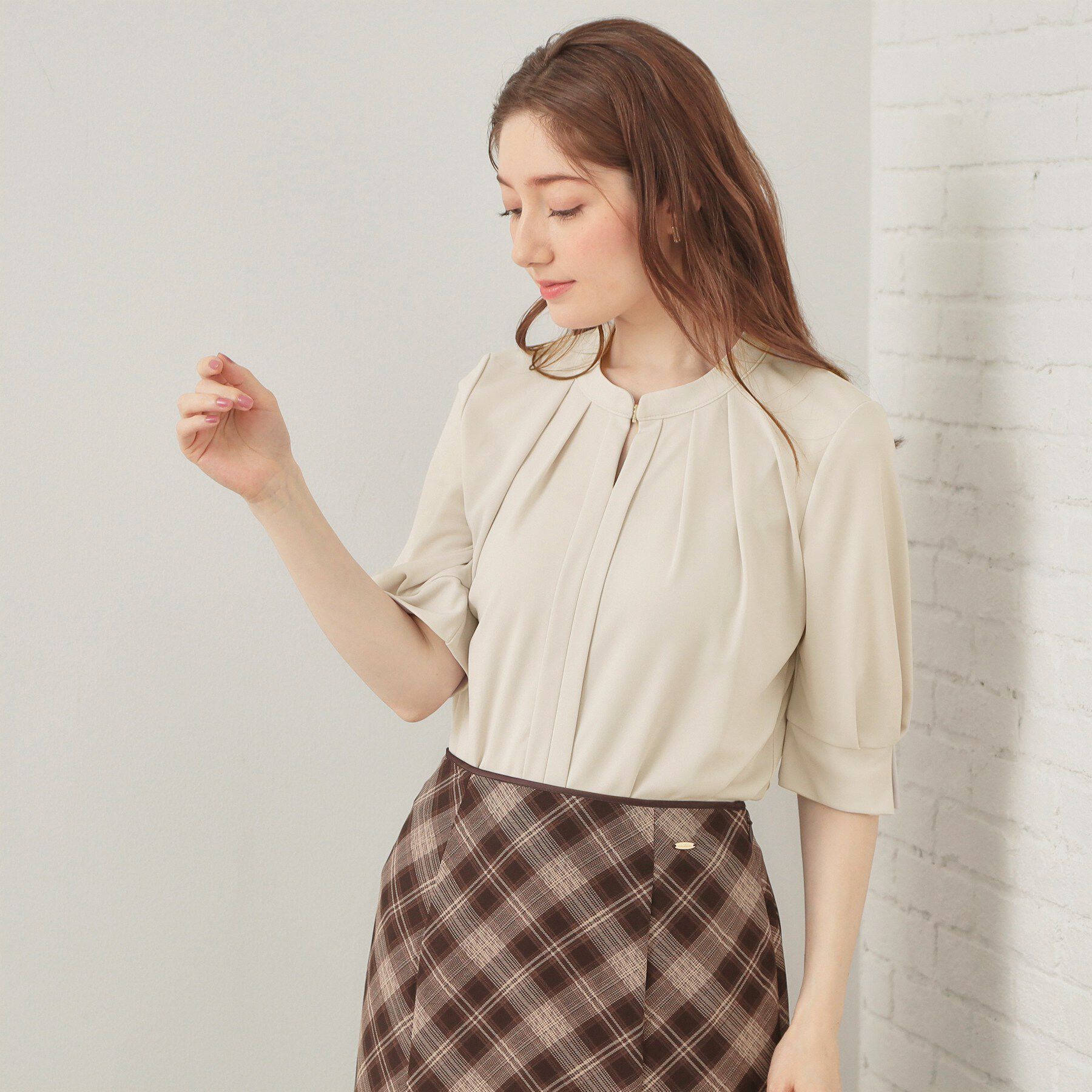 index「アセテートライクバンドカラートップス【洗濯機OK／吸水速乾／接触冷感／UVケア】」|Tシャツ・カットソー|