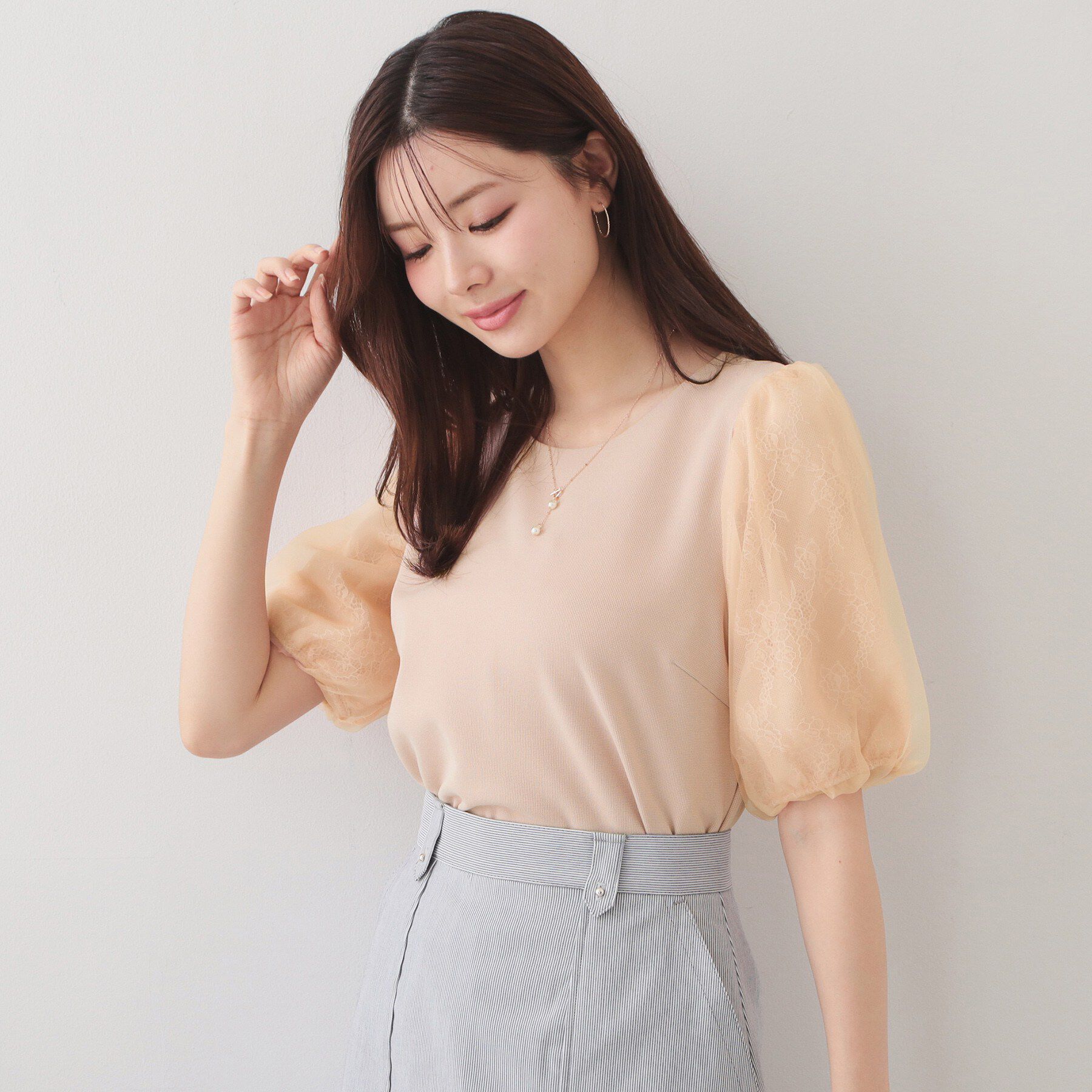 index「シアーバルーンスリーブトップス【洗濯機OK・接触冷感・UVケア】」|Tシャツ・カットソー|