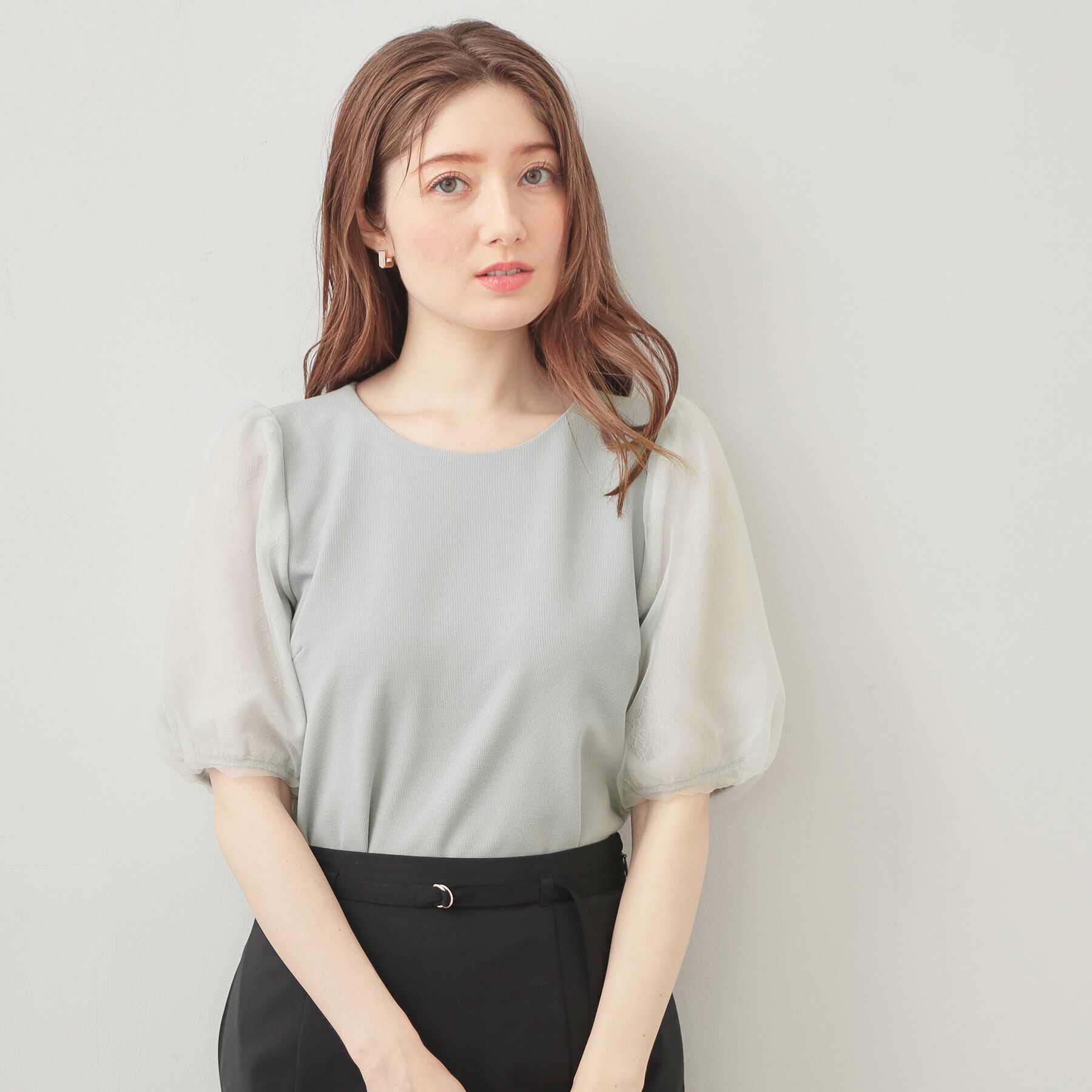 index「シアーバルーンスリーブトップス【洗濯機OK・接触冷感・UVケア】」|Tシャツ・カットソー|サックスブルー(09