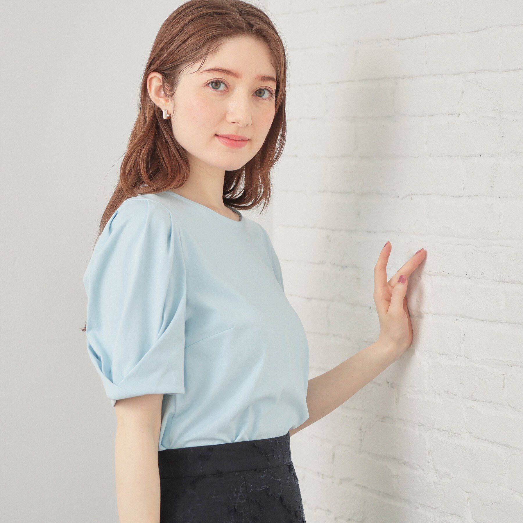 index「ベアタックスリーブトップス【洗濯機OK／接触冷感／吸水速乾／透け防止／UVケア】」|Tシャツ・カットソー|サックスブルー(09