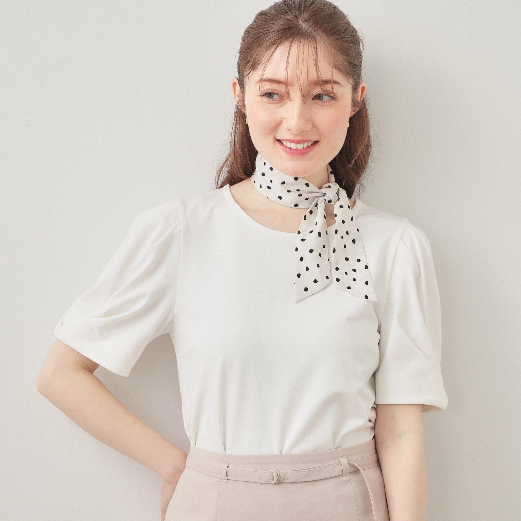 index「ベアタックスリーブトップス【洗濯機OK／接触冷感／吸水速乾／透け防止／UVケア】」|Tシャツ・カットソー|オフホワイト(803