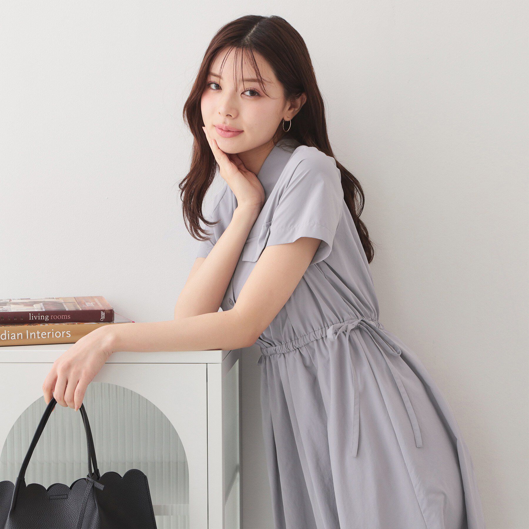 index「サイドリボンシャツワンピース【洗濯機OK・防シワ】」|ワンピース|