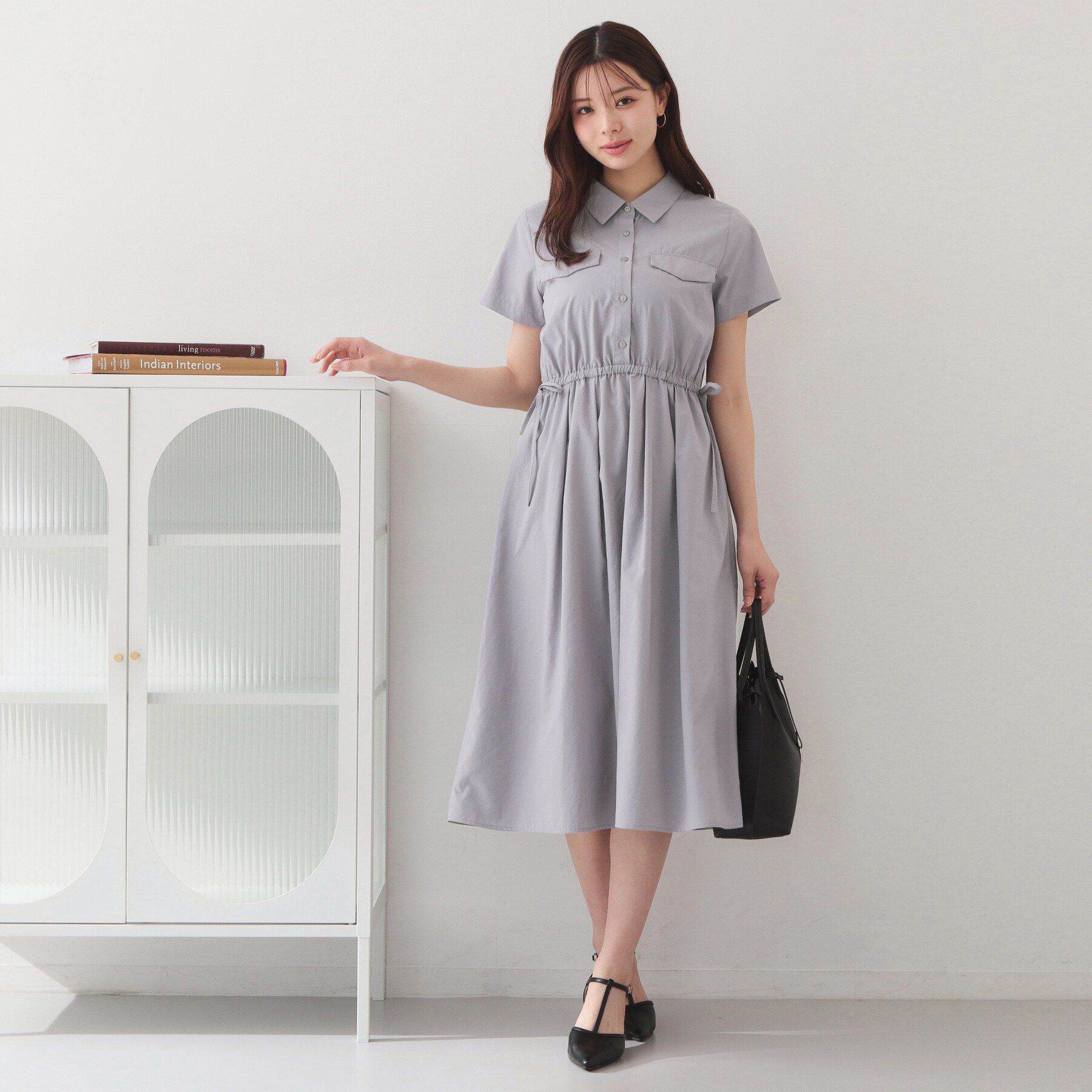 index「サイドリボンシャツワンピース【洗濯機OK・防シワ】」|ワンピース|