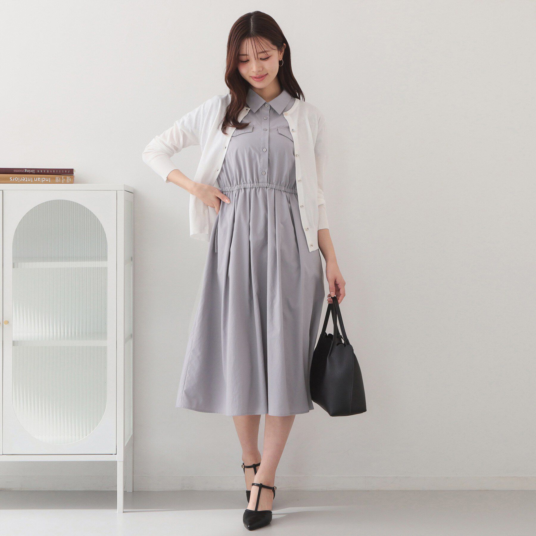 index「サイドリボンシャツワンピース【洗濯機OK・防シワ】」|ワンピース|