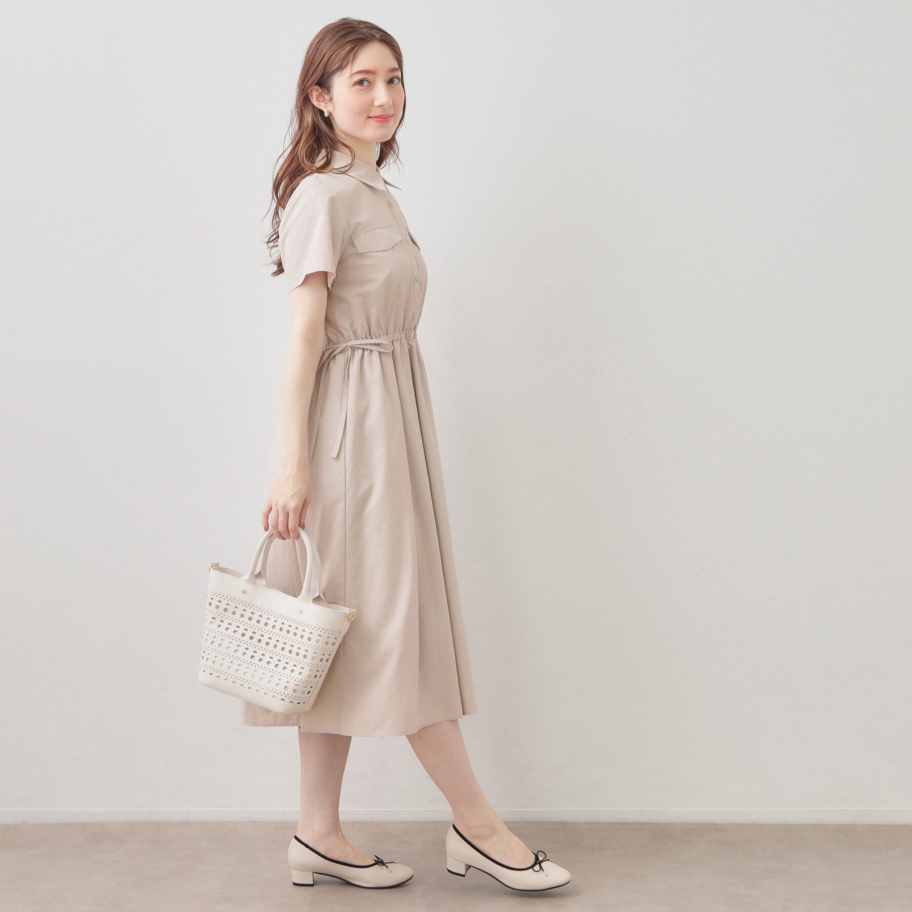 index「サイドリボンシャツワンピース【洗濯機OK・防シワ】」|ワンピース|