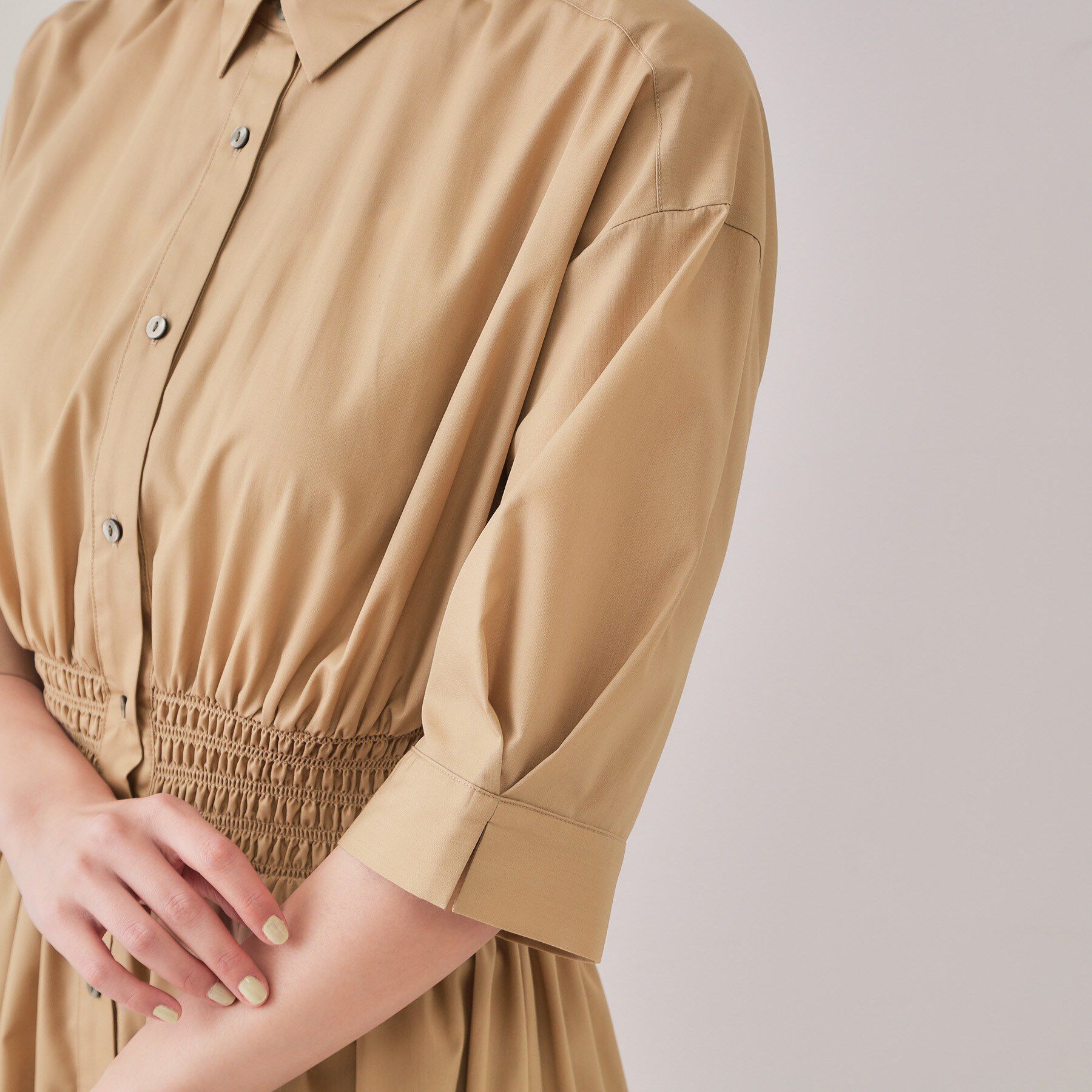 OPAQUE.CLIP「《5色展開》フィット＆フレアシャツワンピース【洗濯機洗い可】」|ワンピース|