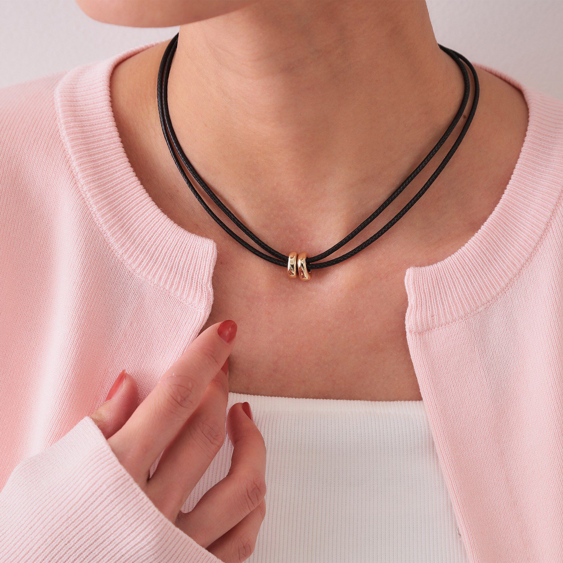 OPAQUE.CLIP「2連コードメタルネックレス」|ネックレス|