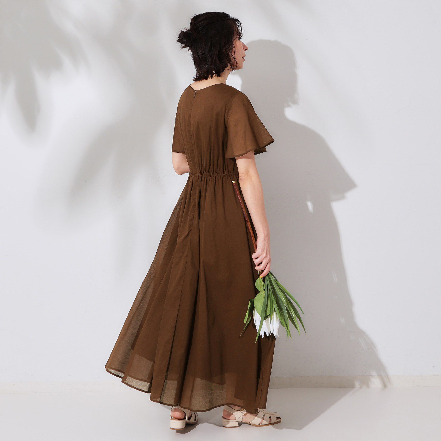 OPAQUE.CLIP「Vネックフィット＆フレアドレス/オーガニックコットン混【洗濯機洗い可】」|ワンピース|