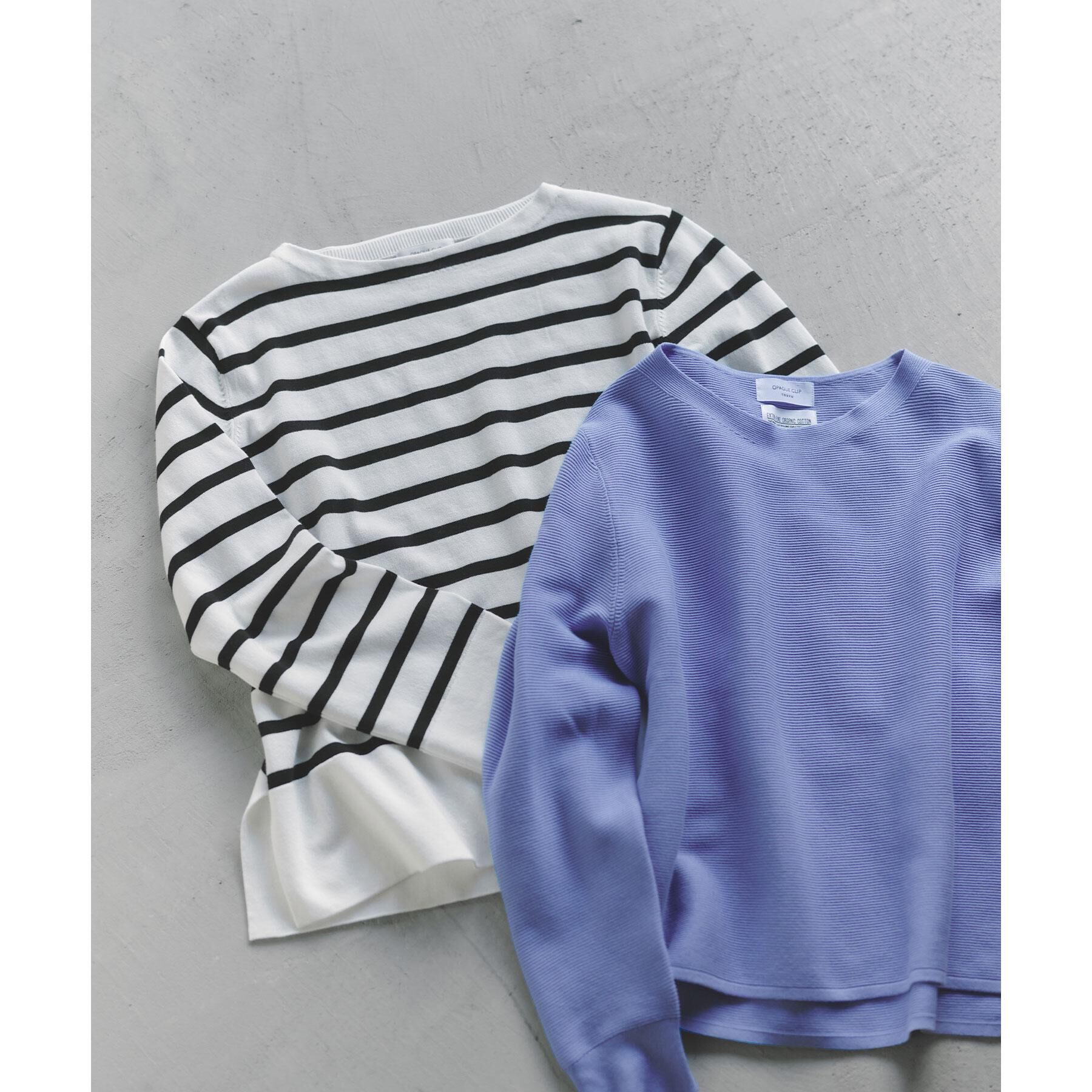 OPAQUE.CLIP「ボートネックガーターニット/オーガニックコットン混【洗濯機OK/UVケア】《6col》」|ニット・セーター|