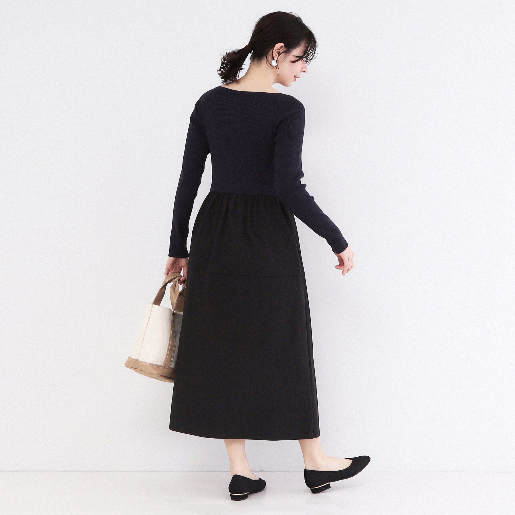 OPAQUE.CLIP「リブニットドッキングワンピース【洗濯機OK】」|ワンピース|