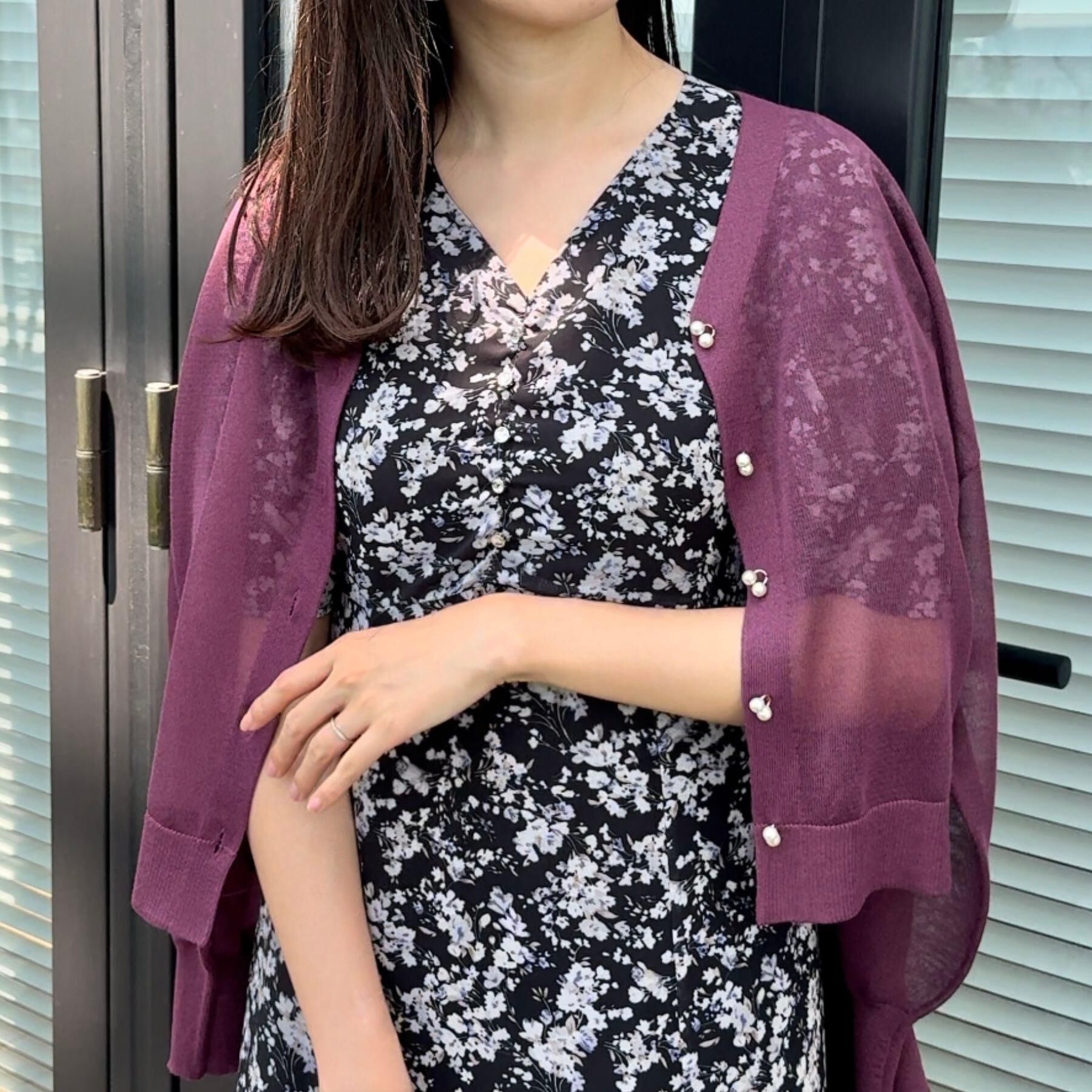 Couture broach「【一枚で着映える・通勤】Vネックフラワーワンピース」|ワンピース|