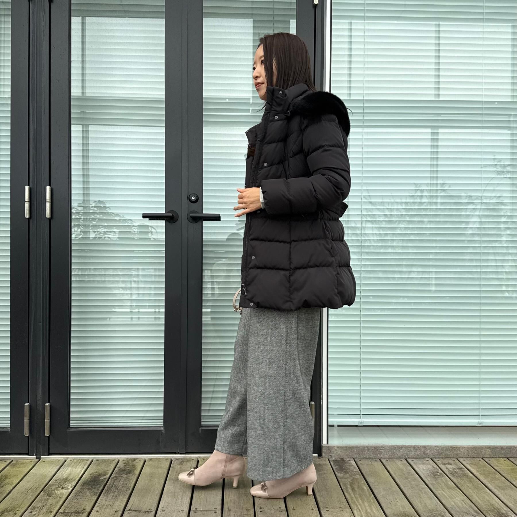 Couture broach「【2WAY・ベルト付き】フードフェイクファー ミドル丈ダウンコート」|ダウン|