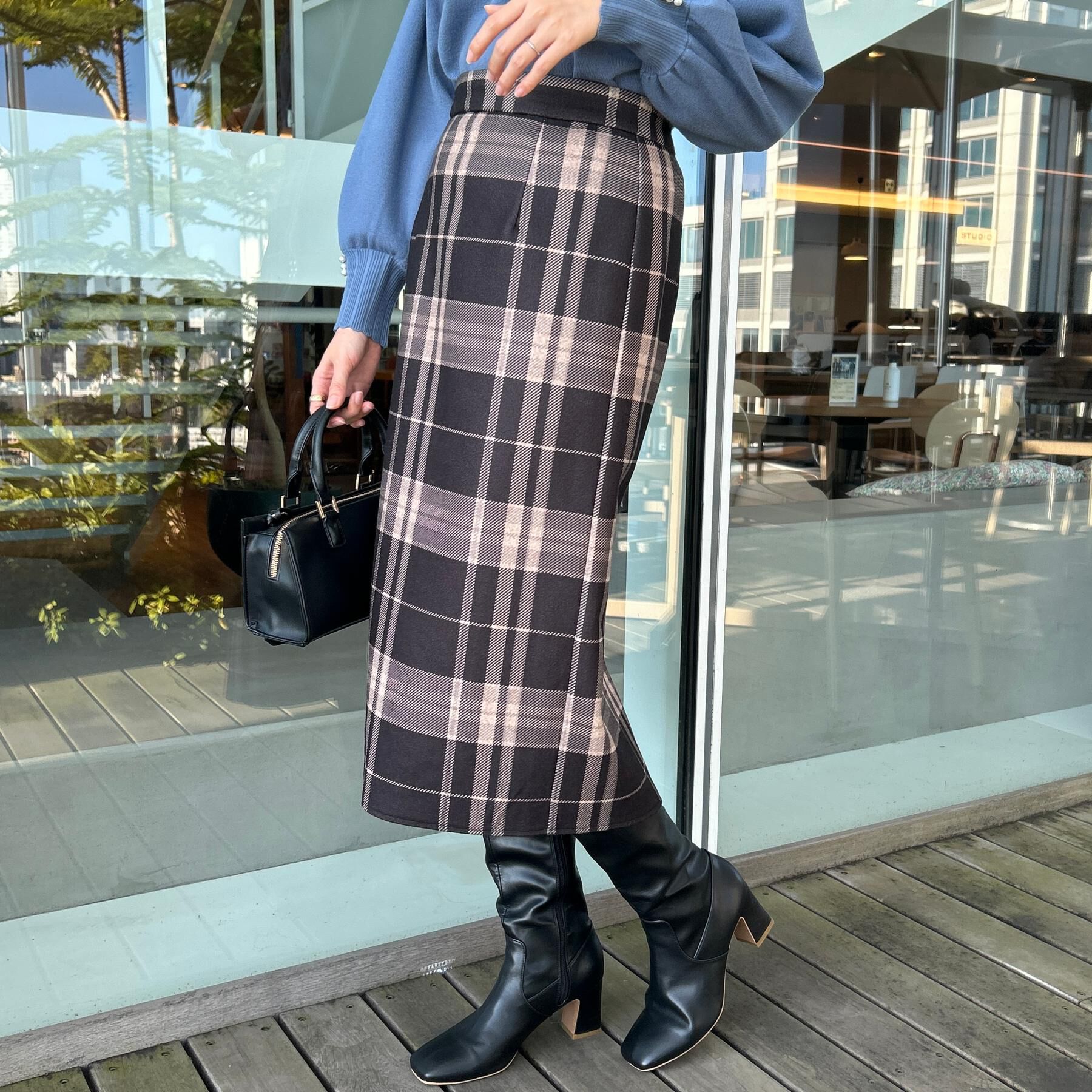 Couture broach「【洗える/微起毛】Iライン チェックスカート」|スカート|