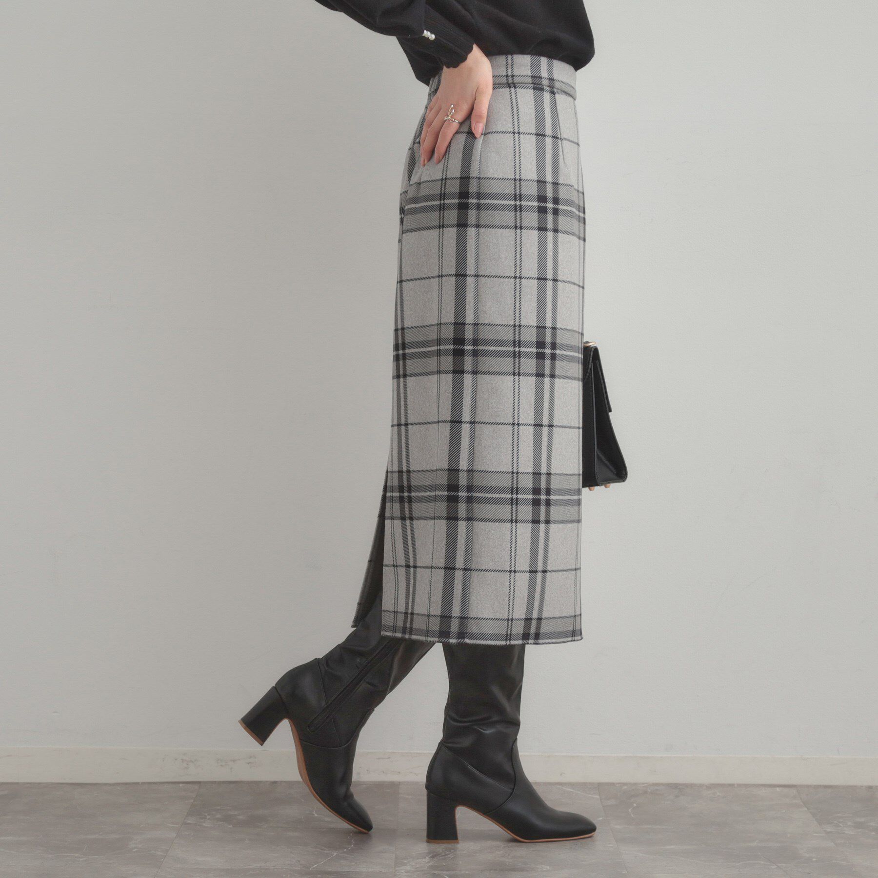 Couture broach「【洗える/微起毛】Iライン チェックスカート」|スカート|