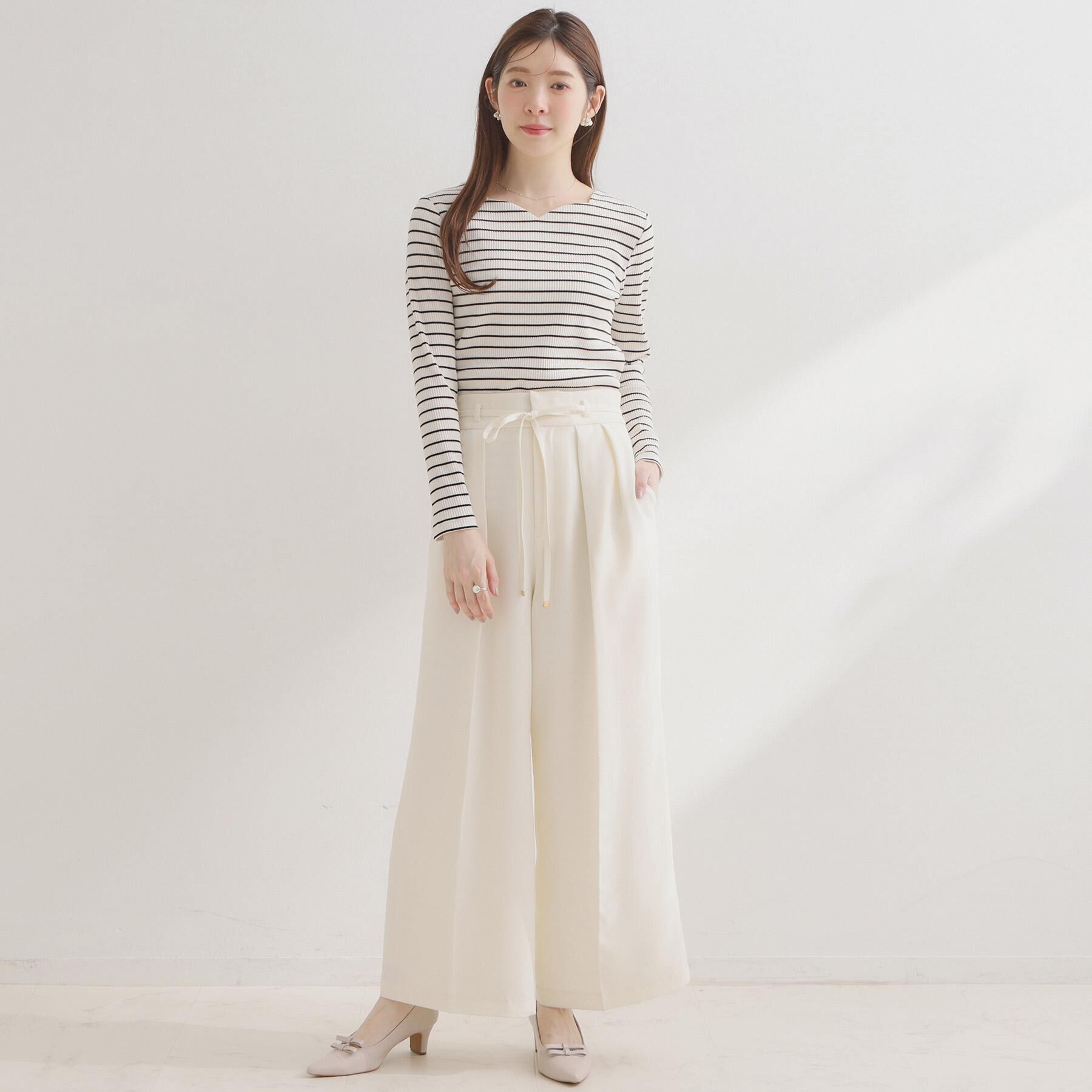 Couture broach「【洗える】ハートネック テレコプルオーバー」|Tシャツ・カットソー|