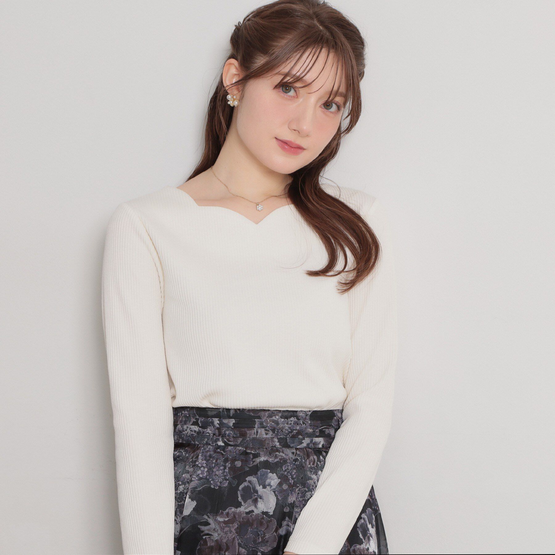 Couture broach「【洗える】ハートネック テレコプルオーバー」|Tシャツ・カットソー|