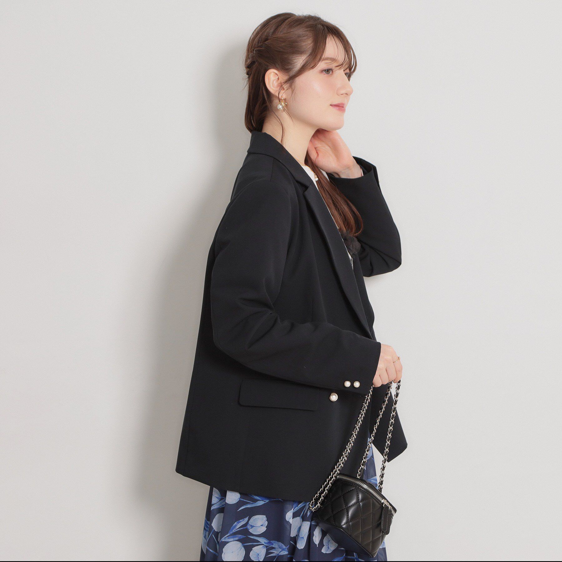 Couture broach「【洗える・ハレの日・通勤】パール調ボタン テーラードジャケット」|テーラードジャケット|