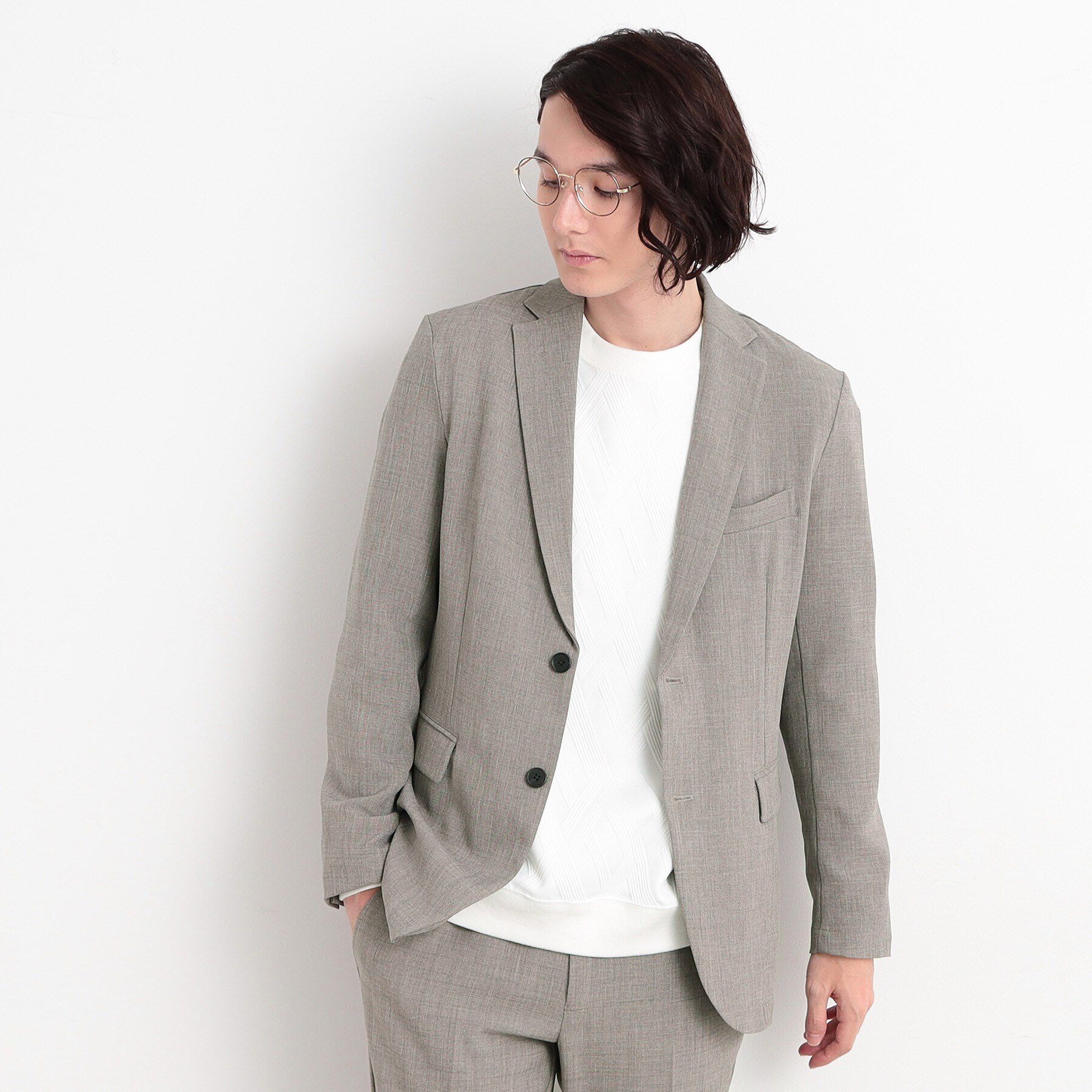 THE SHOP TK「【CAVIAN/キャビアン】リサイクルシャークスキンテーラードジャケット セットアップ可」|テーラードジャケット|チャコールグレー(0