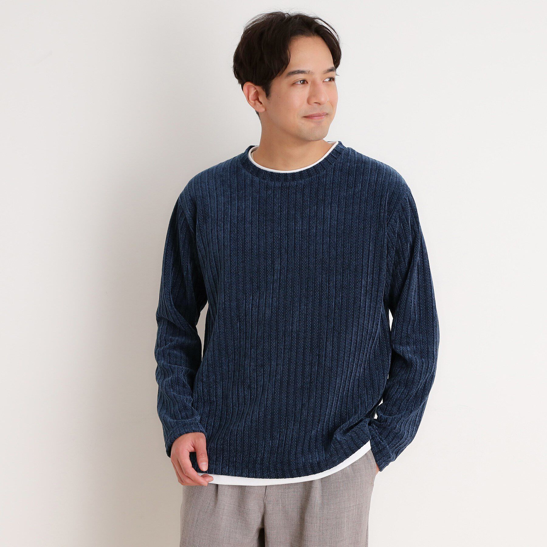 THE SHOP TK「シェニールケーブルプルオーバー 新色追加」|Tシャツ・カットソー|ネイビー(094)