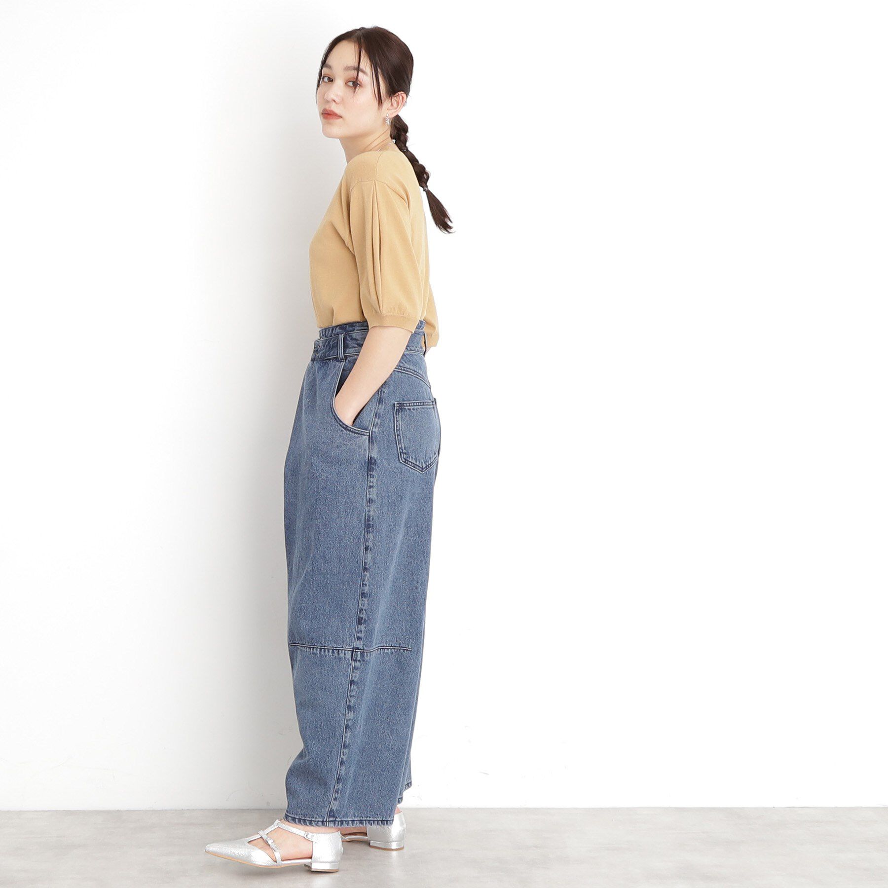 THE SHOP TK「【接触冷感/体型カバー】袖タック6分袖ニット/洗濯機OK/UVケア」|ニット・セーター|