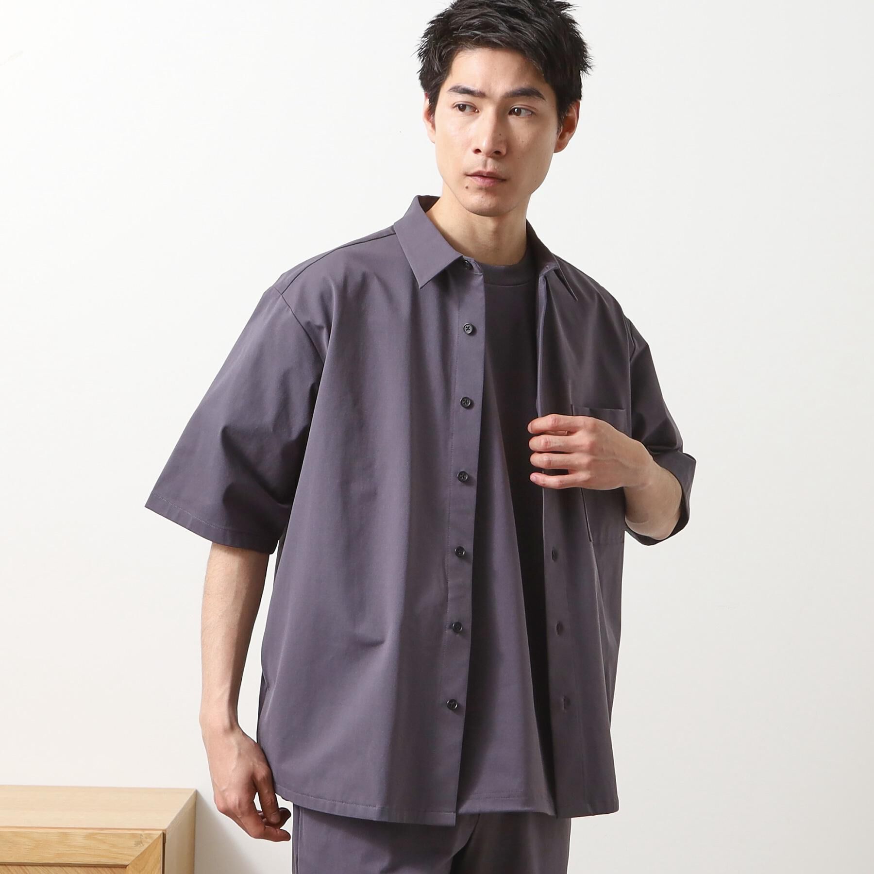 THE SHOP TK「パーフェクテックツイル5分袖シャツ【セットアップ可/吸水速乾/UVカット/アンチピリング】」|シャツ・ブラウス|