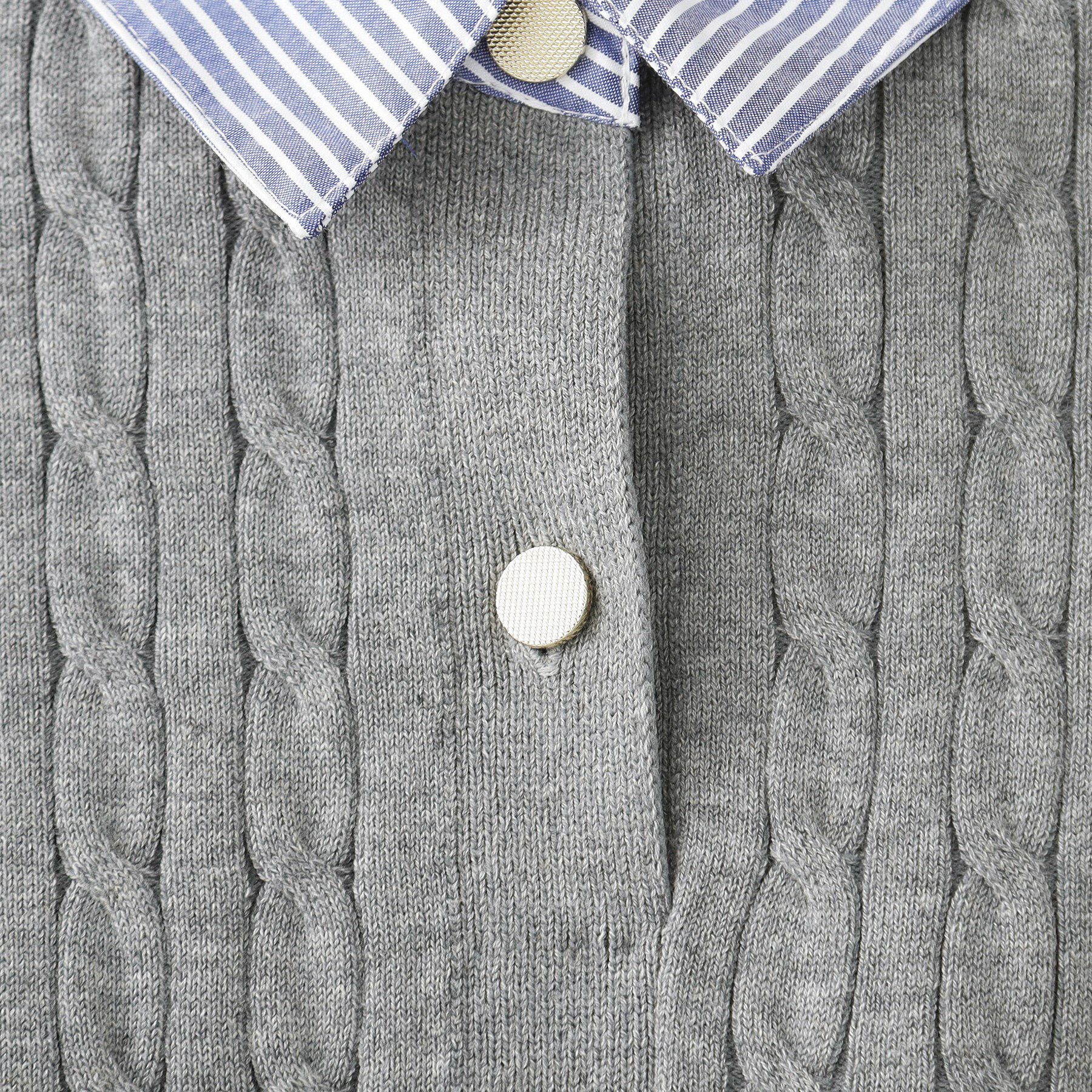 THE SHOP TK「【着るだけでコーデ完成】シャツレイヤード風 ケーブルニット」|ニット・セーター|